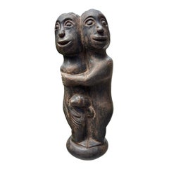 Erotic Carved Wood Phallic Kris Hilt, Bali Indonesia, Early 20th Century