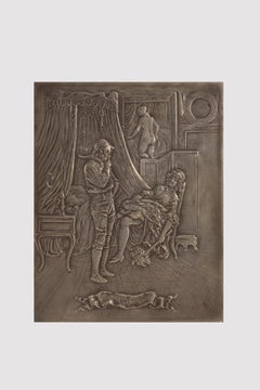 Erotic cast pewter plaque, France 1880.