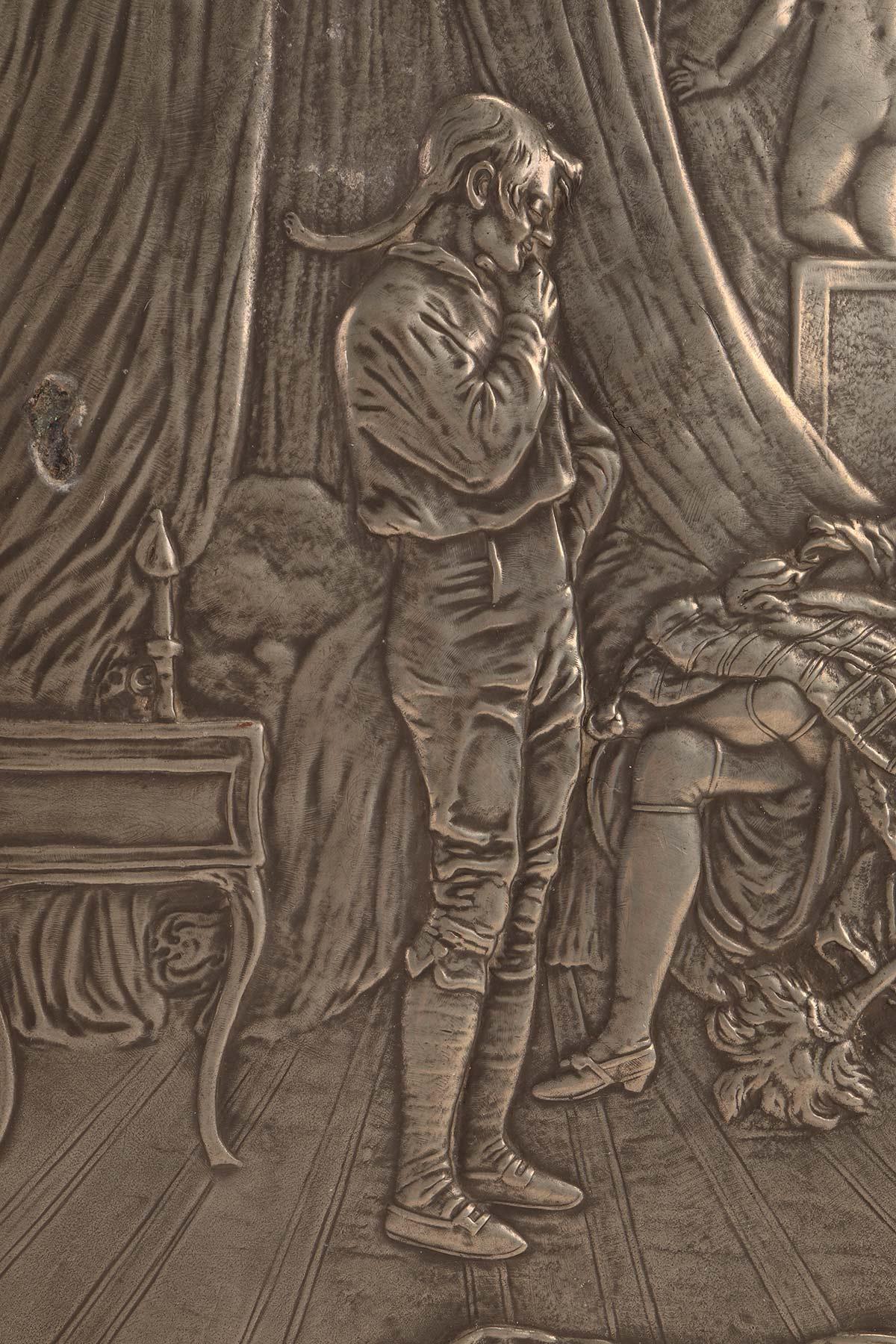 Targa erotica in peltro fuso, Francia 1880. in vendita 2