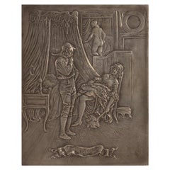 Erotice Plakette aus Zinnguss, Frankreich 1880.