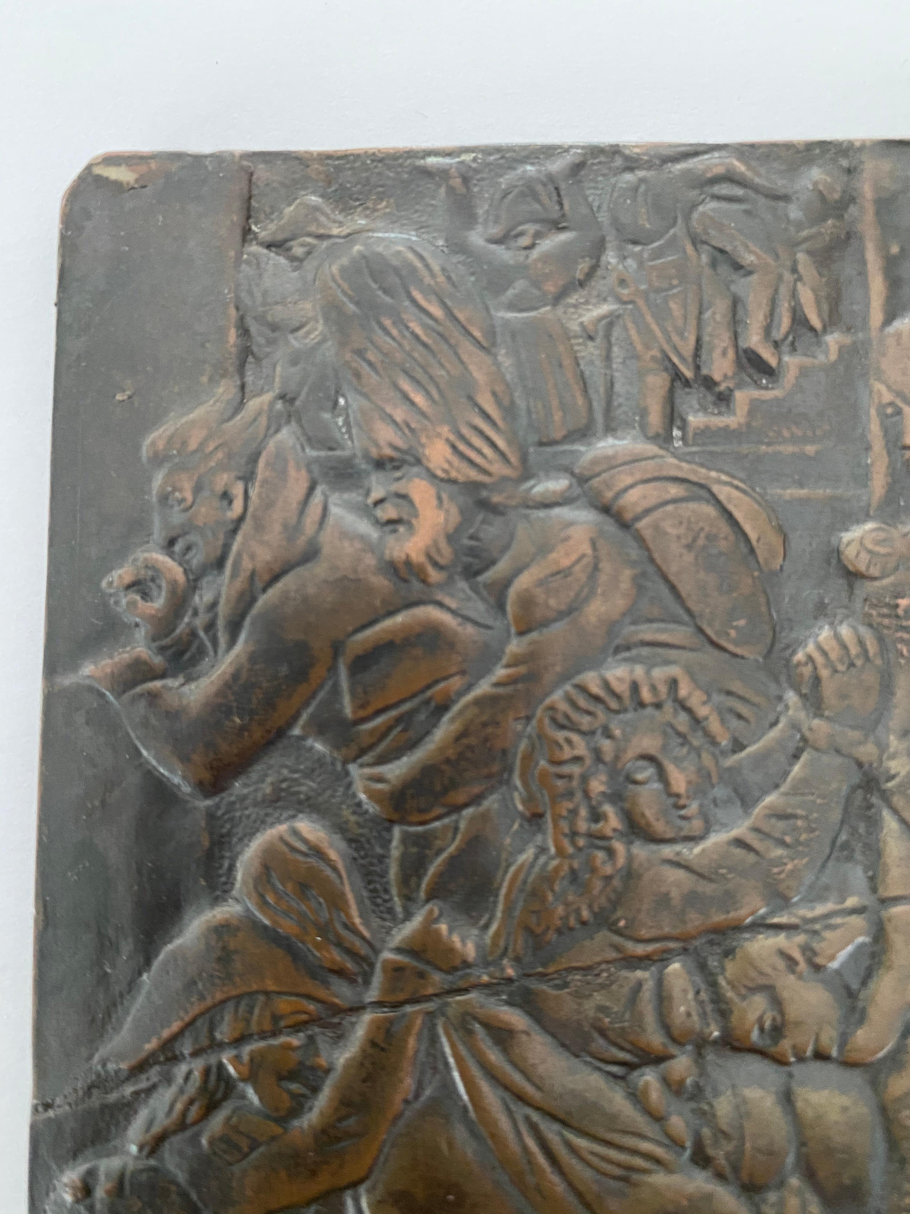 Louis Philippe Erotic Copper Repoussé Relief of an Orgy with French Soldiers, Mid- 19th Century For Sale