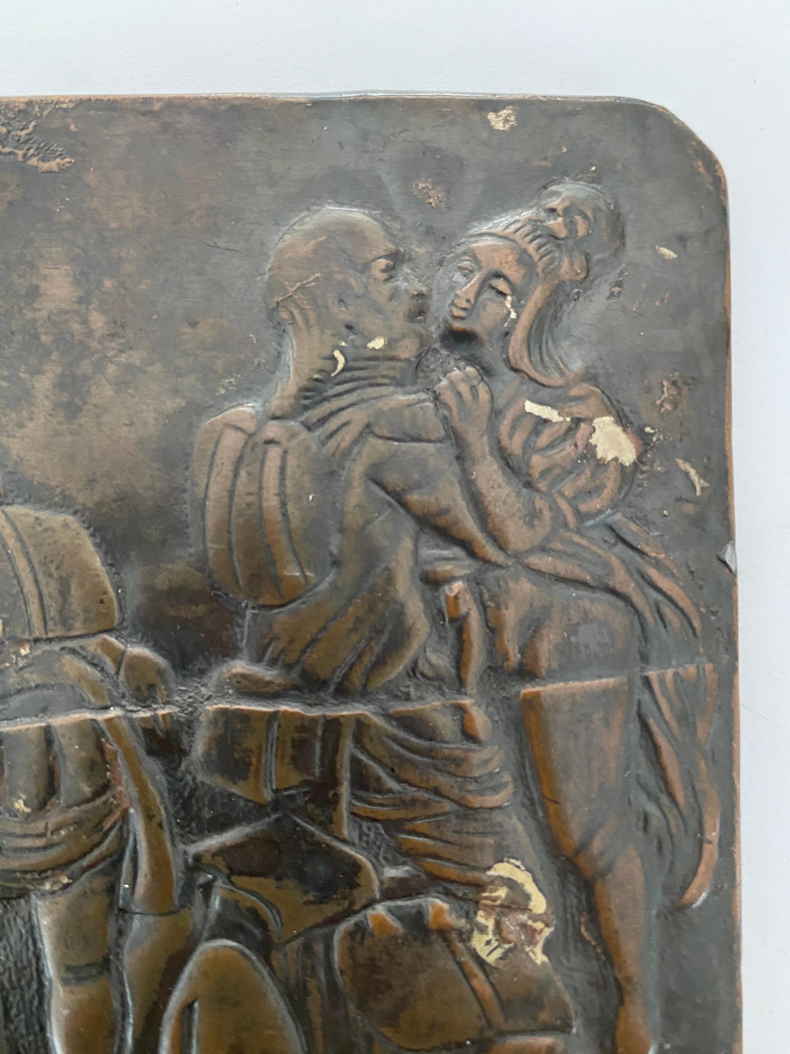 Erotic Copper Repoussé Relief of an Orgy with French Soldiers, Mid- 19th Century For Sale 1