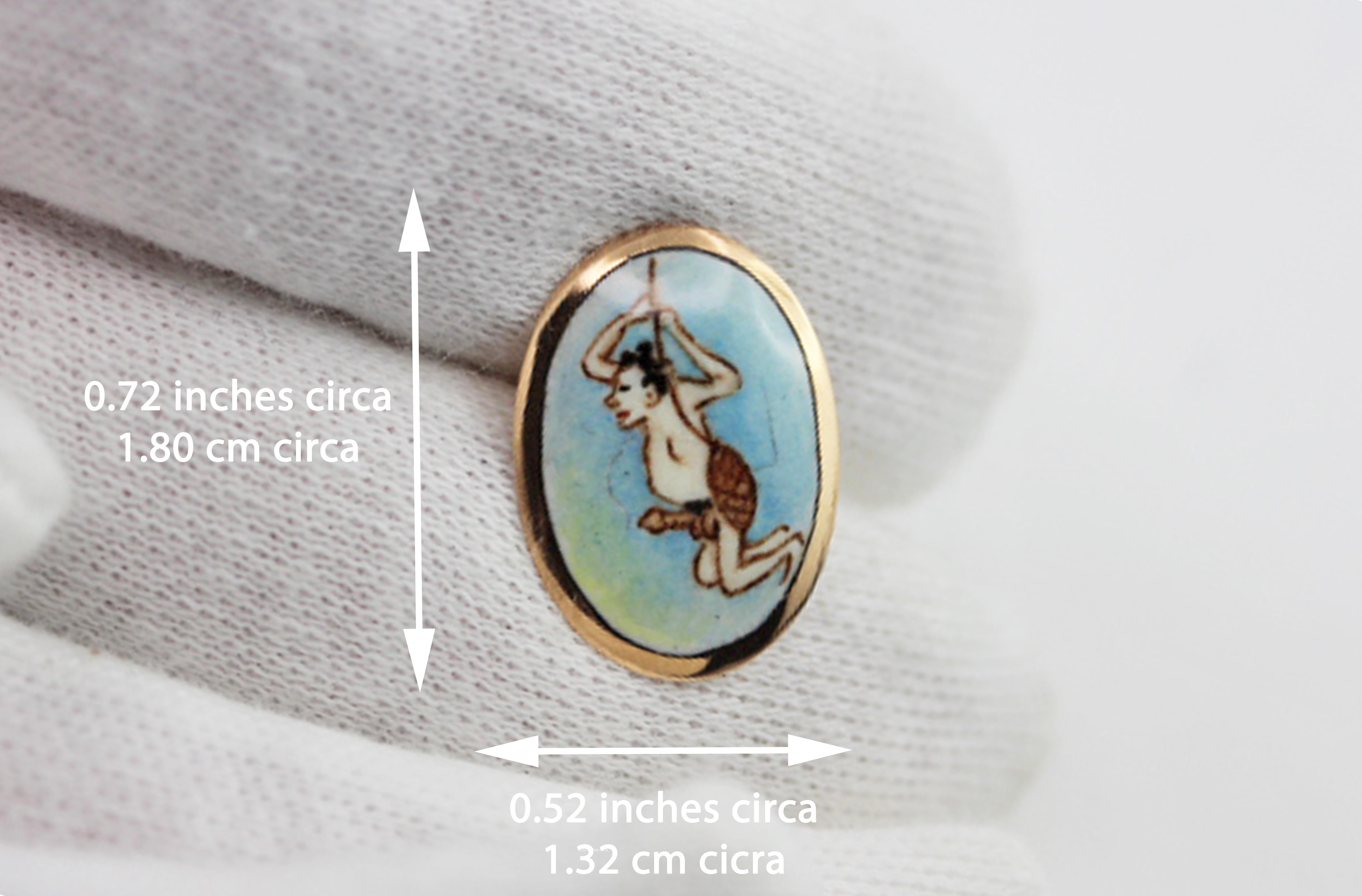Erotic Cufflinks Enamel 18 Karat Rose Yellow Gold In Excellent Condition For Sale In Milano, IT