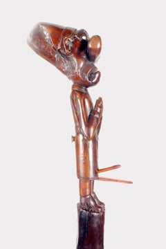 Erotic folk art  walking stick depicting a man in act of praying, England 1850.