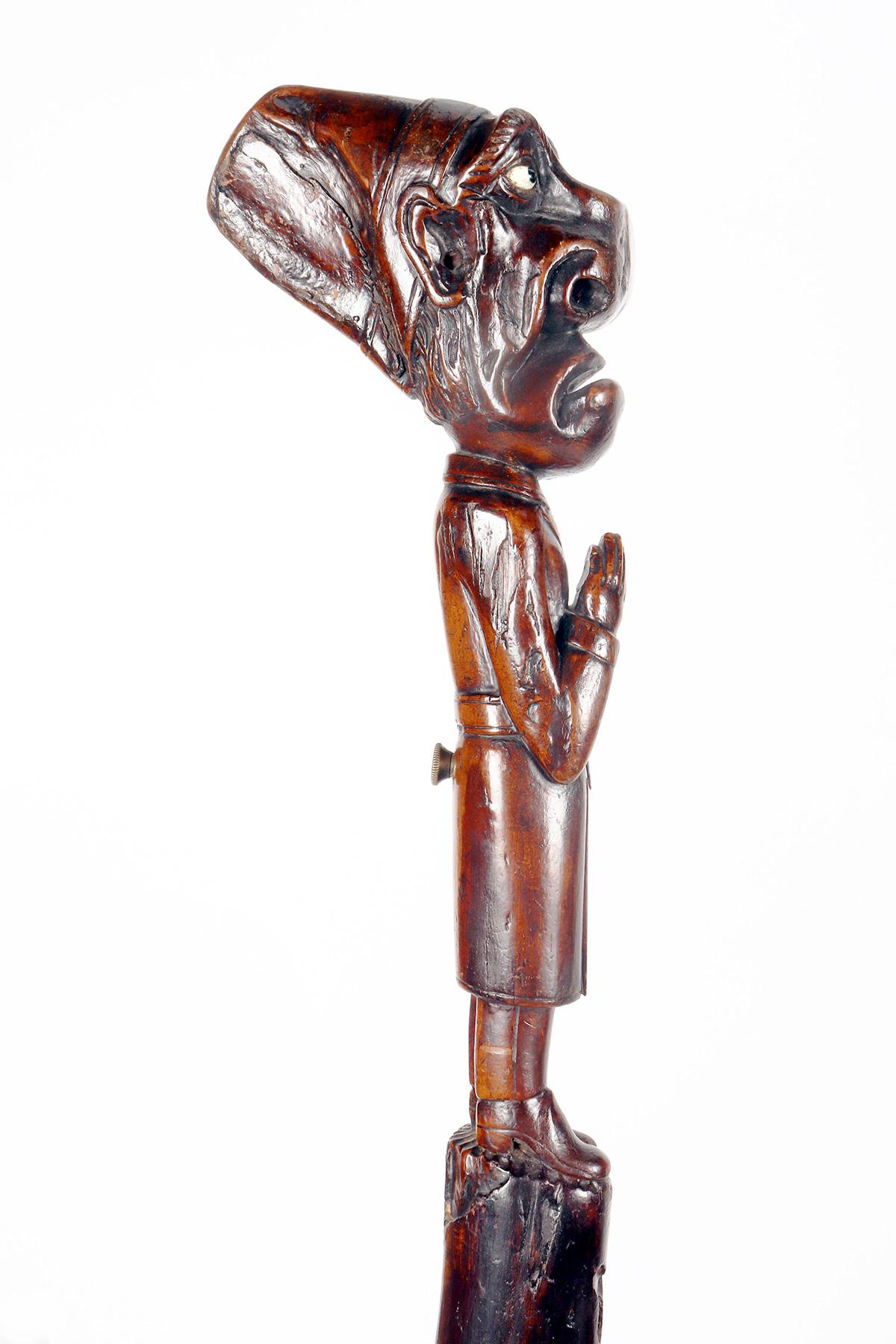 Erotische Volkskunst  walking stick, der einen Mann im Akt des Gebets darstellt, England 1850. im Zustand „Gut“ im Angebot in Milan, IT