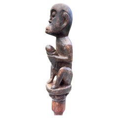 Antique Erotic Indonesian Carved Wood Phallic Handle, Early 20th Century