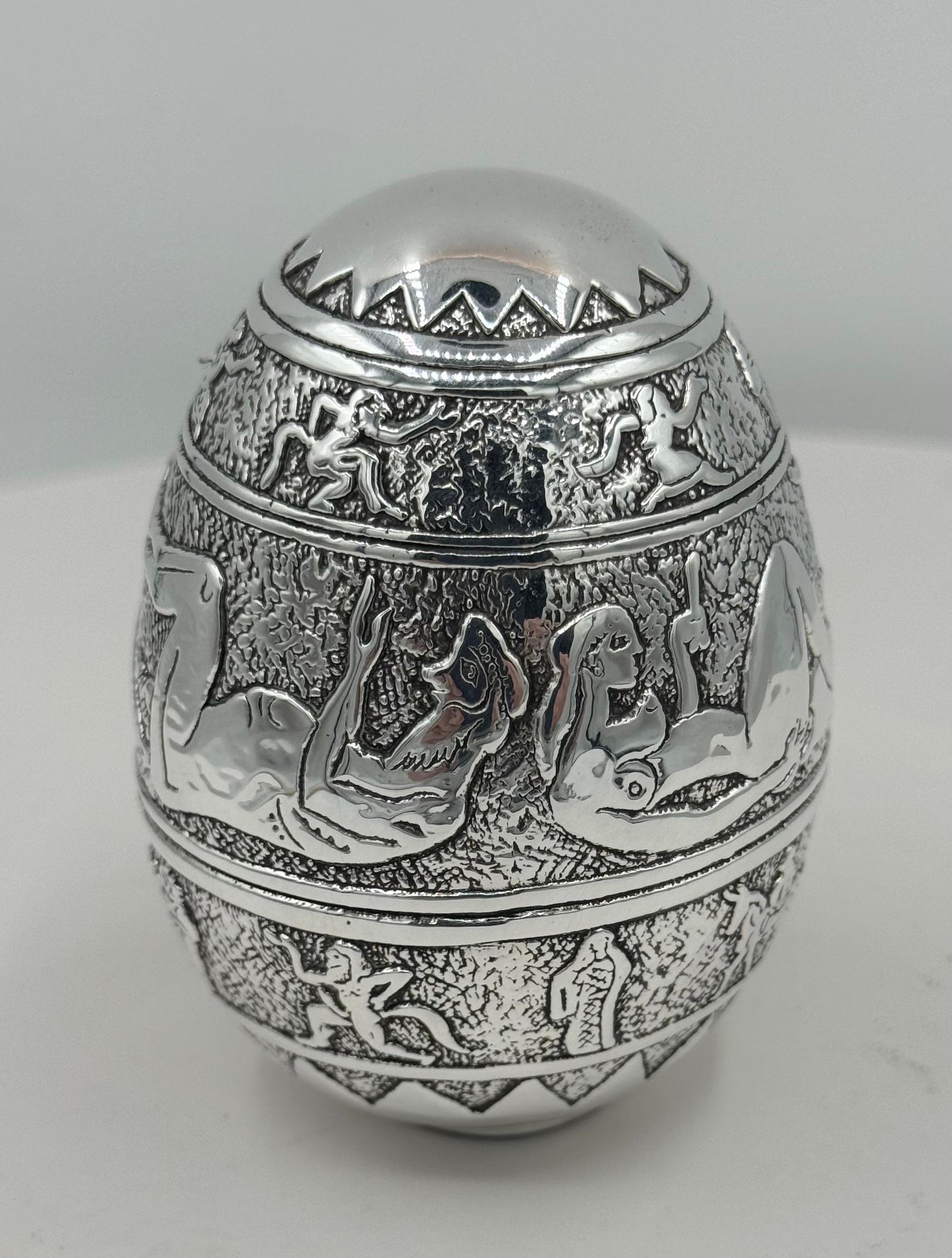 Polished Erotic silver Egg, 999 Silver For Sale