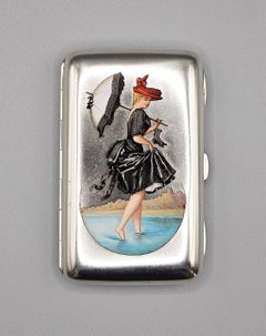 Erotic Silver & Enamel Cigarette Case by Georg Adam Scheid, Vienna, c.1900
