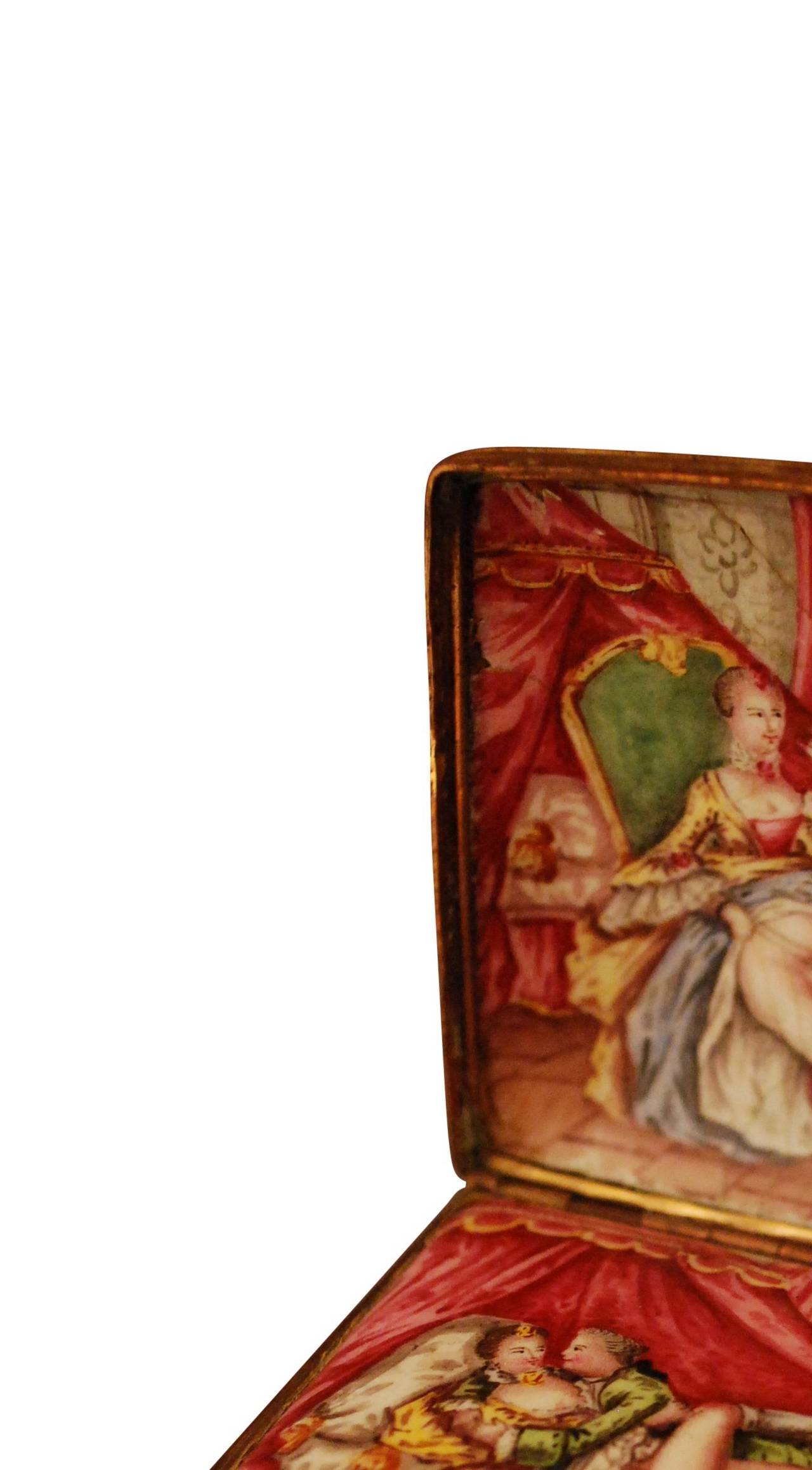 Erotic Snuff Tobacco Box with Highly Explicit Erotic Scenes Behind Secret Lid In Good Condition In Haddonfield, NJ