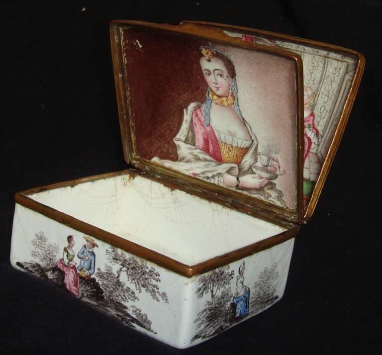 18th Century Erotic Snuff Tobacco Box with Highly Explicit Erotic Scenes Behind Secret Lid