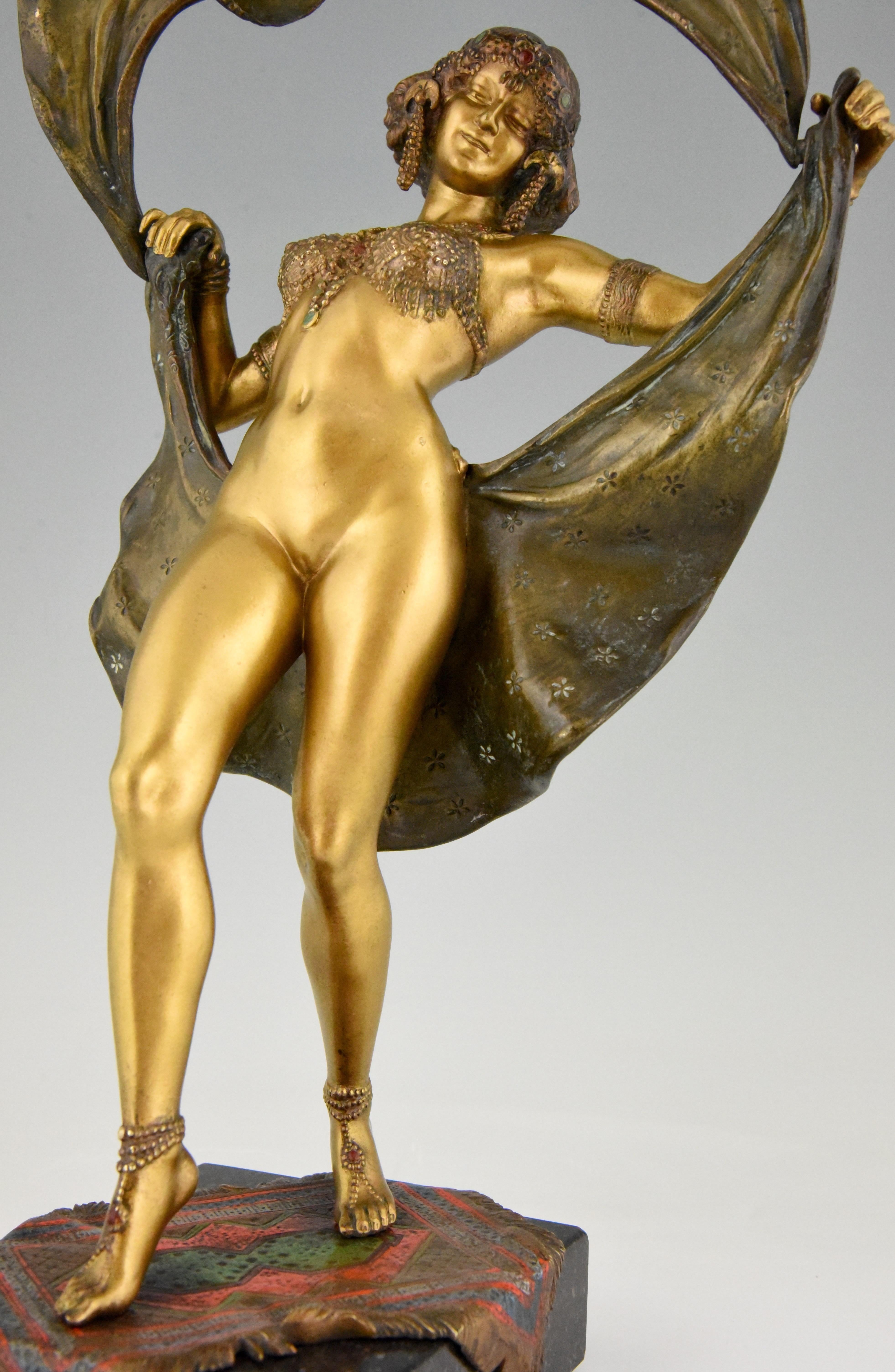 Art Nouveau Erotic Vienna Bronze Oriental Nude Removable Skirt Franz Xavier Bergman, 1910