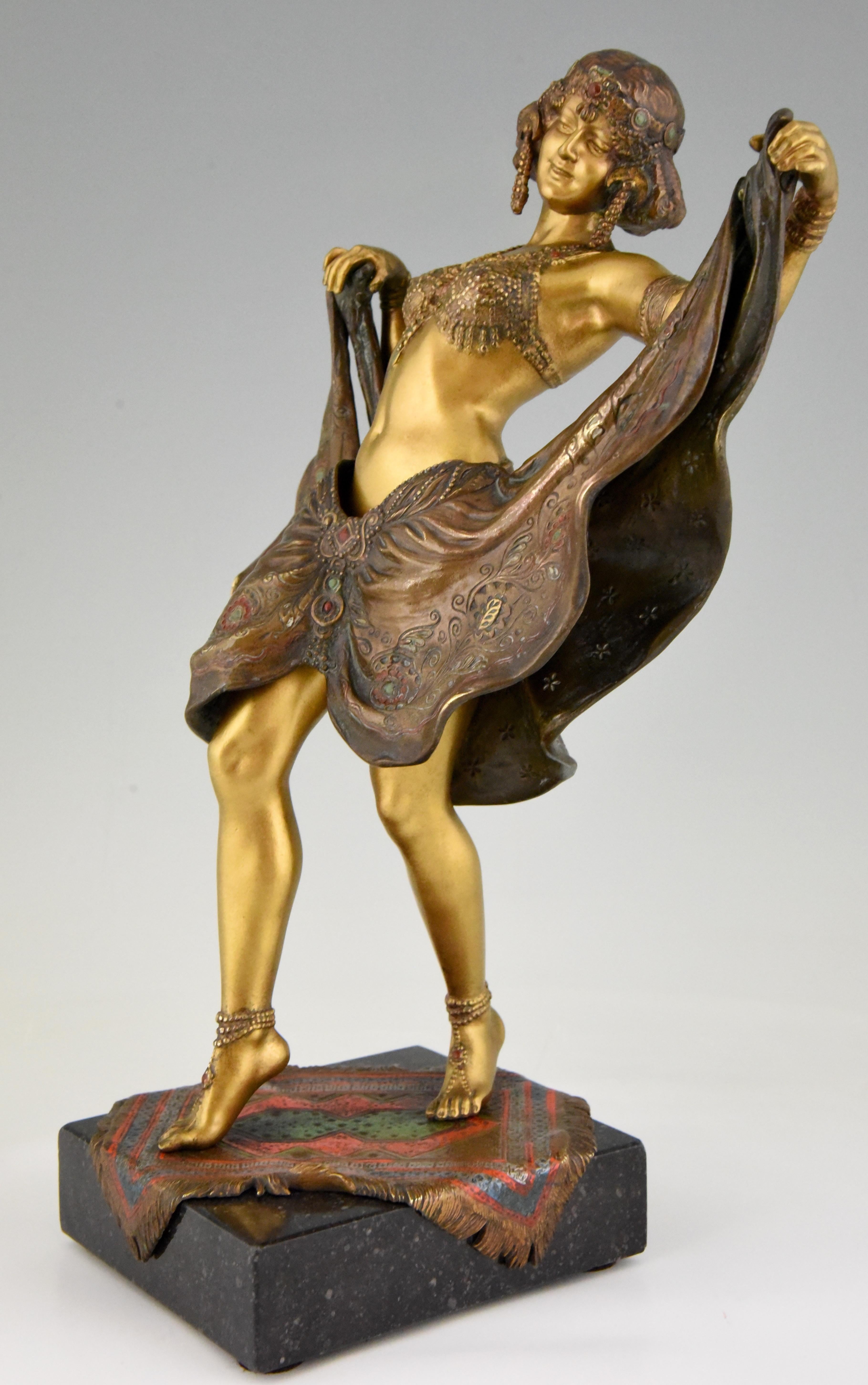 Cold-Painted Erotic Vienna Bronze Oriental Nude Removable Skirt Franz Xavier Bergman, 1910