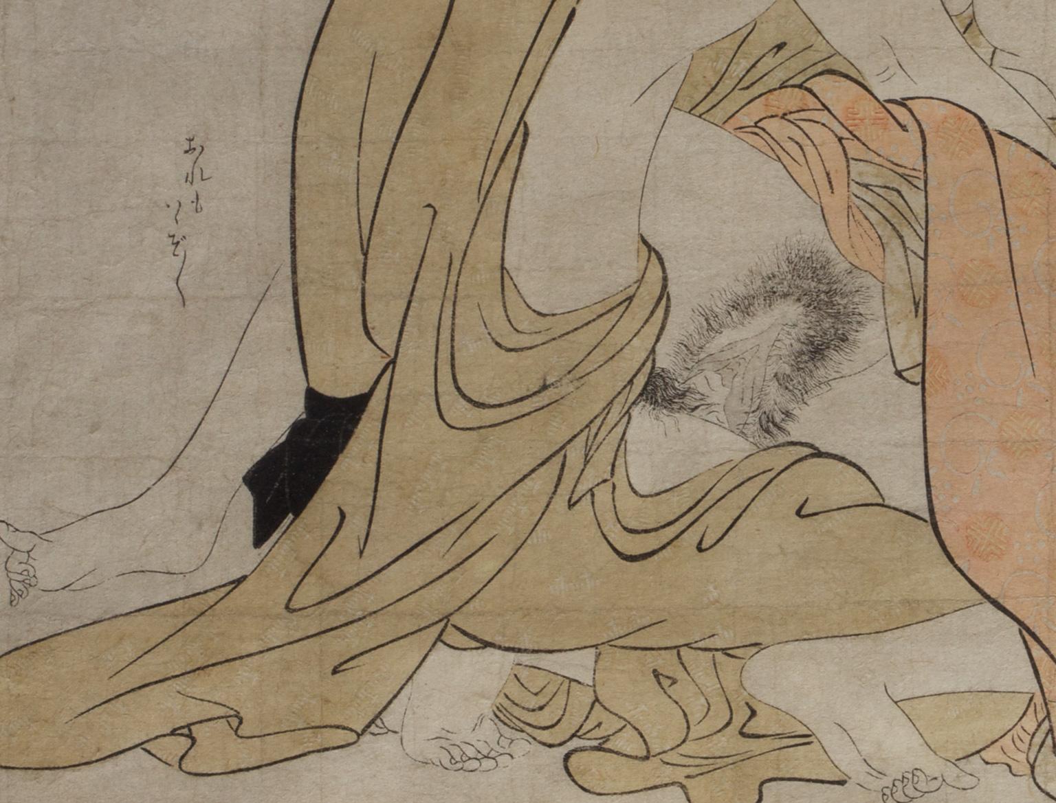 Erotischer Holzschnitt 'Shunga', Kitagawa Utamaro (Japanisch) im Angebot