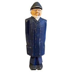 Erotic Wooden Carving Human Sculpture Antique Decorative Figurine a Mobile Man