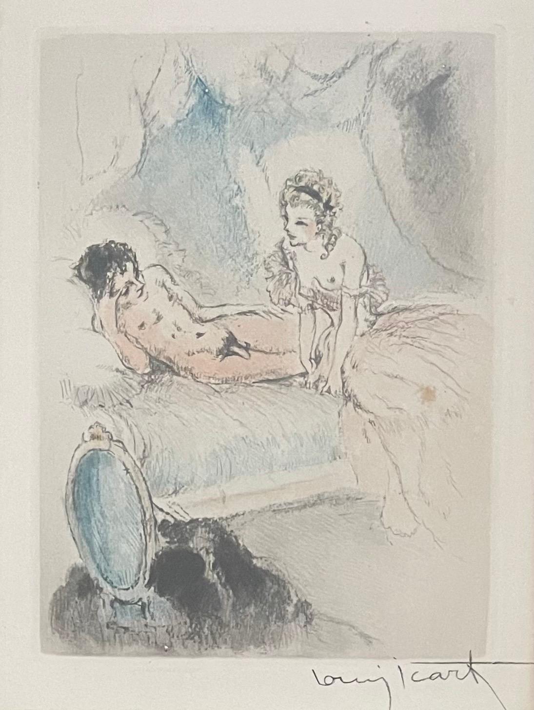 Paper Erotica Etching by Louis Icart from the 