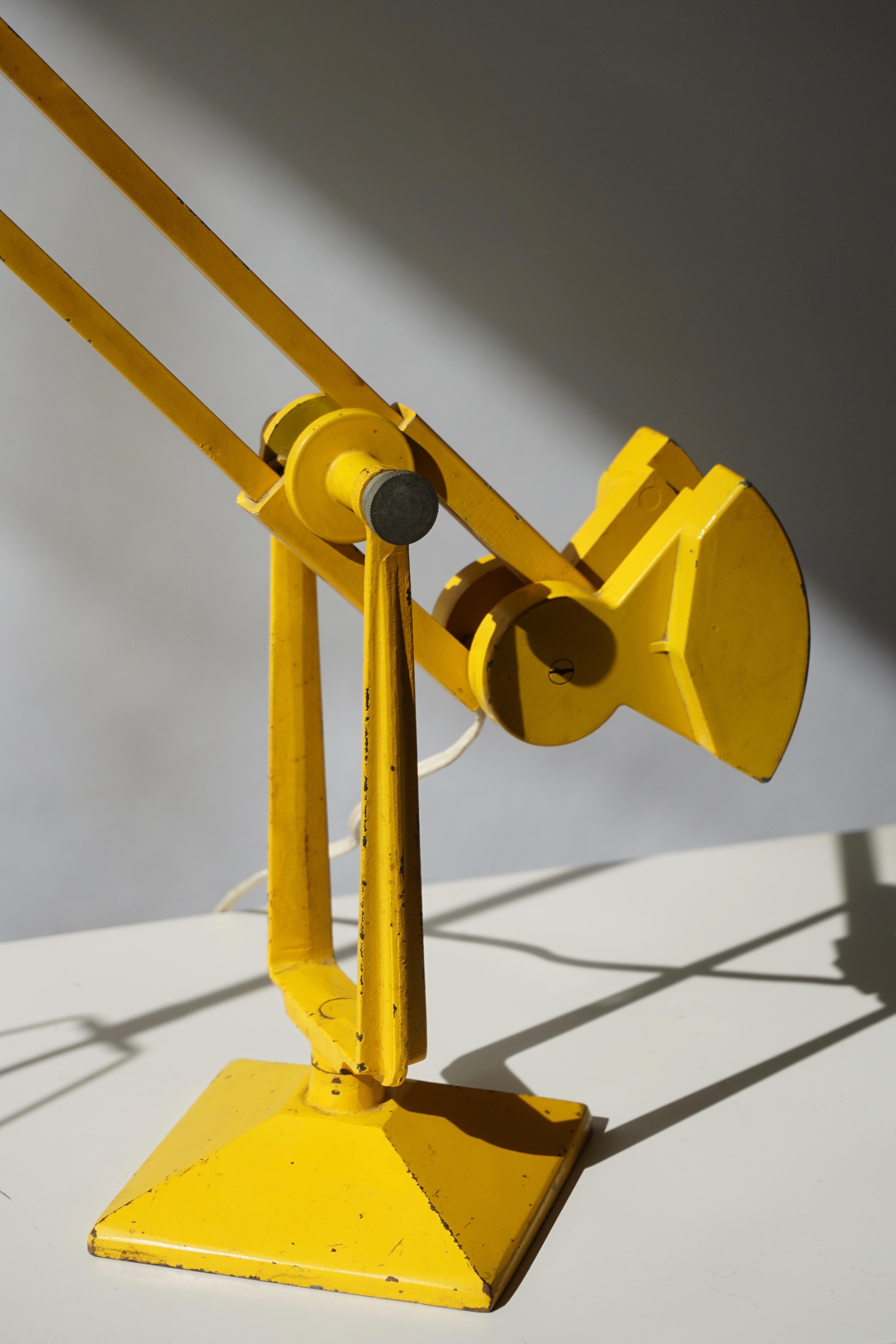 Erpe Belgium Yellow Metal Adjustable Desk Lamp 5