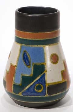 Erphila Art Pottery Art Deco Cubist Ceramic Vase, Germany 1920s