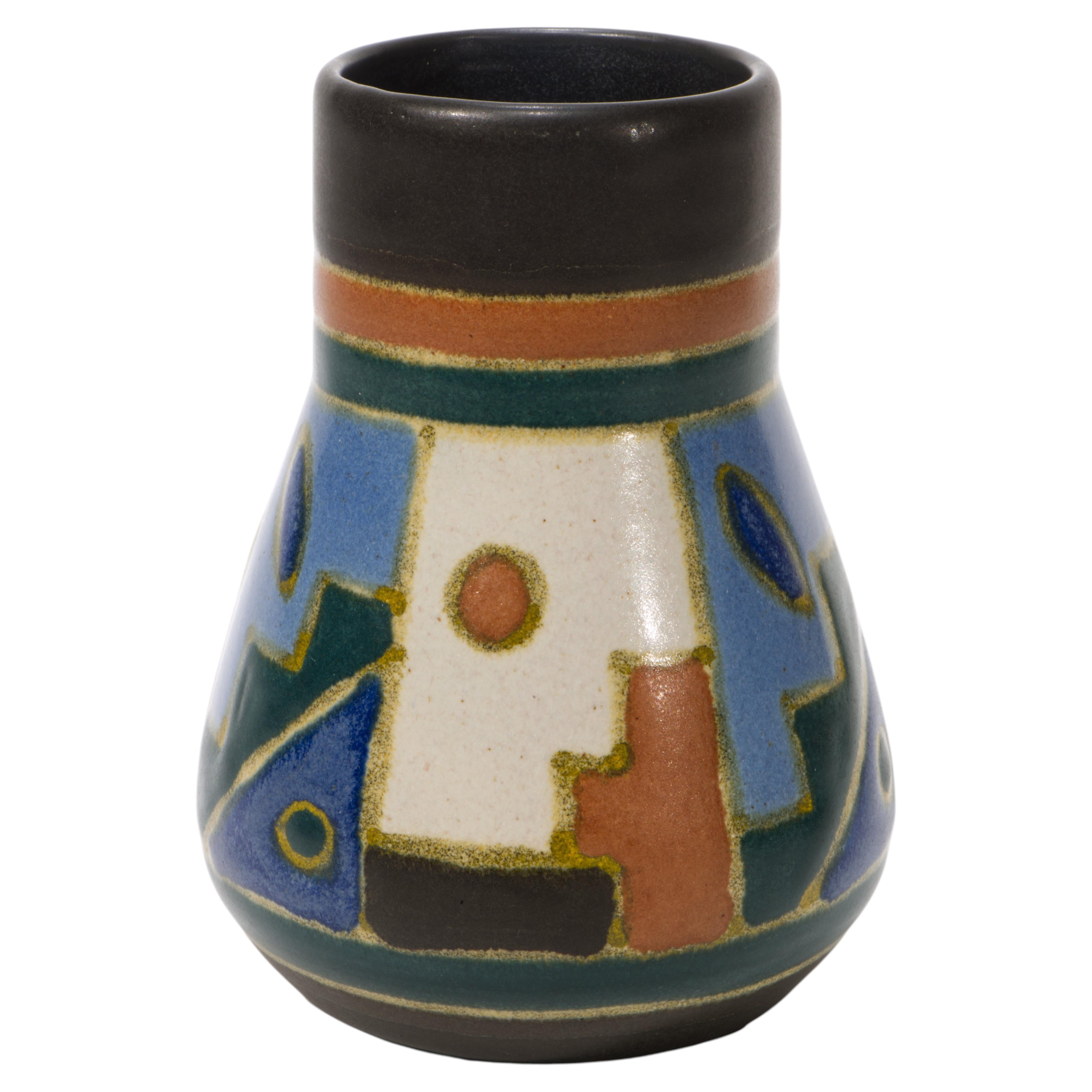 Erphila Art Pottery Art Deco Cubist Ceramic Vase, Germany 1920s
