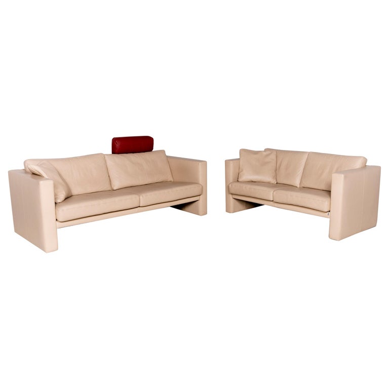 Erpo Cl 100 Designer Leather Sofa Set Beige Genuine Two Seat