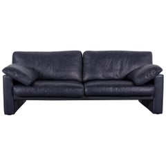 Erpo CL 300 Leather Sofa Deep-Blue Three-Seat Couch