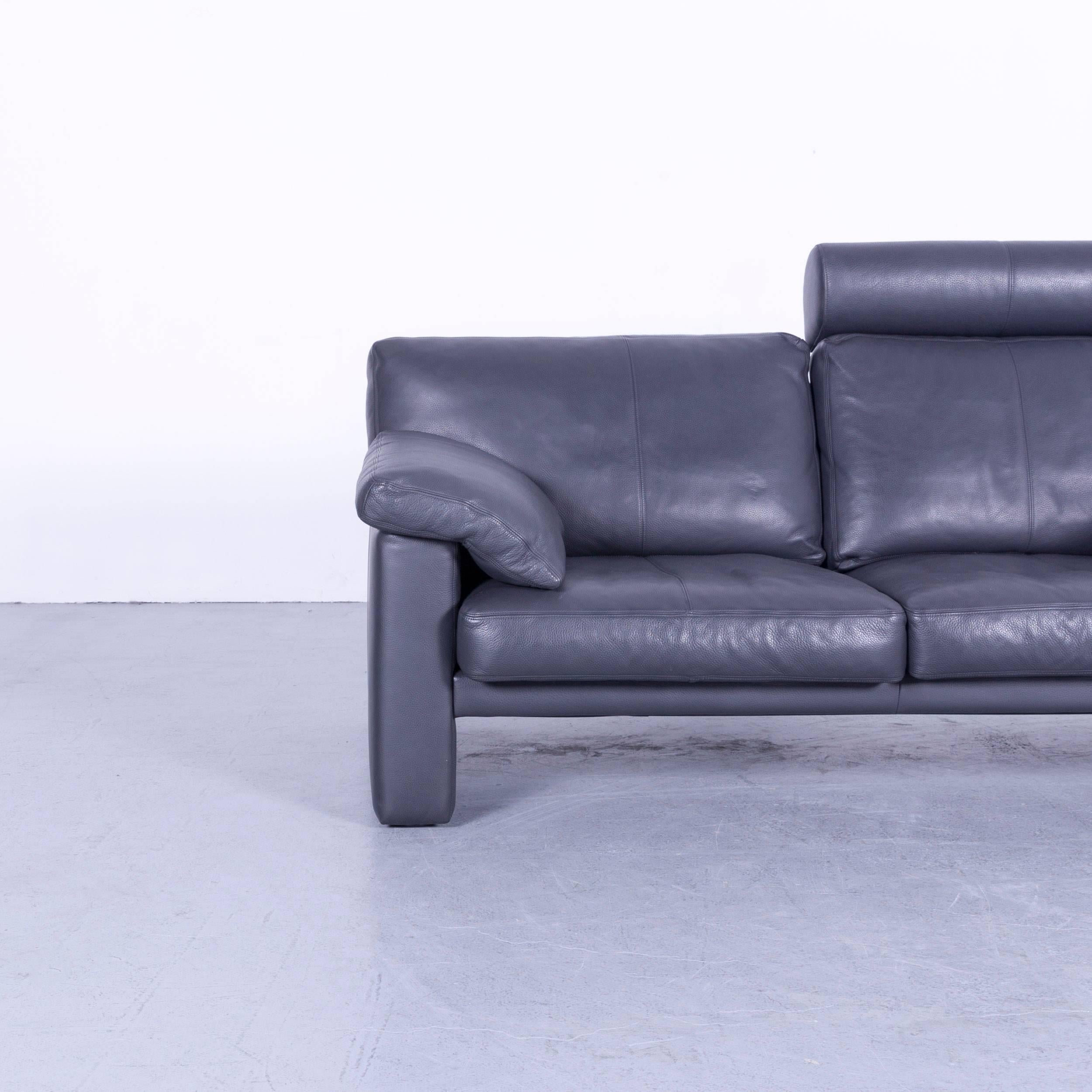German Erpo CL 300 Leather Sofa Grey Two-Seat Couch For Sale