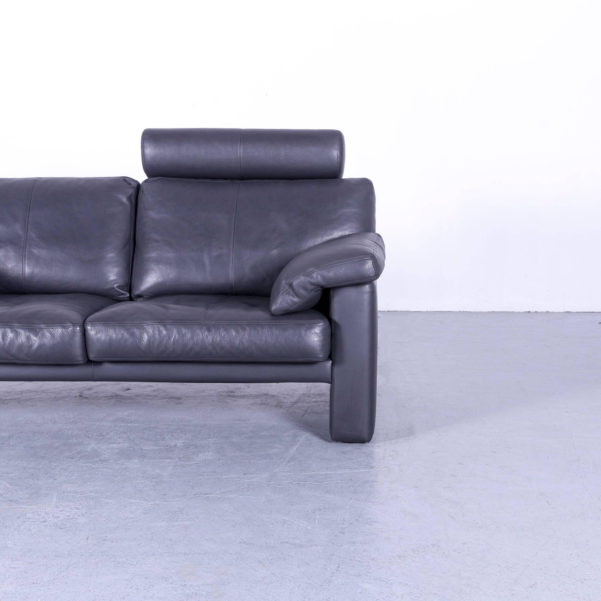 Erpo CL 300 Leather Sofa Grey Two-Seat Couch In Good Condition For Sale In Cologne, DE