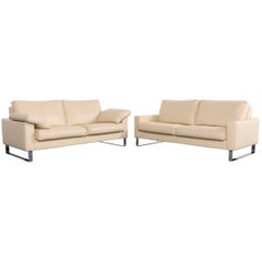 Erpo CL 500 Leather Sofa Set Off-White Two, Two-Seat Couch
