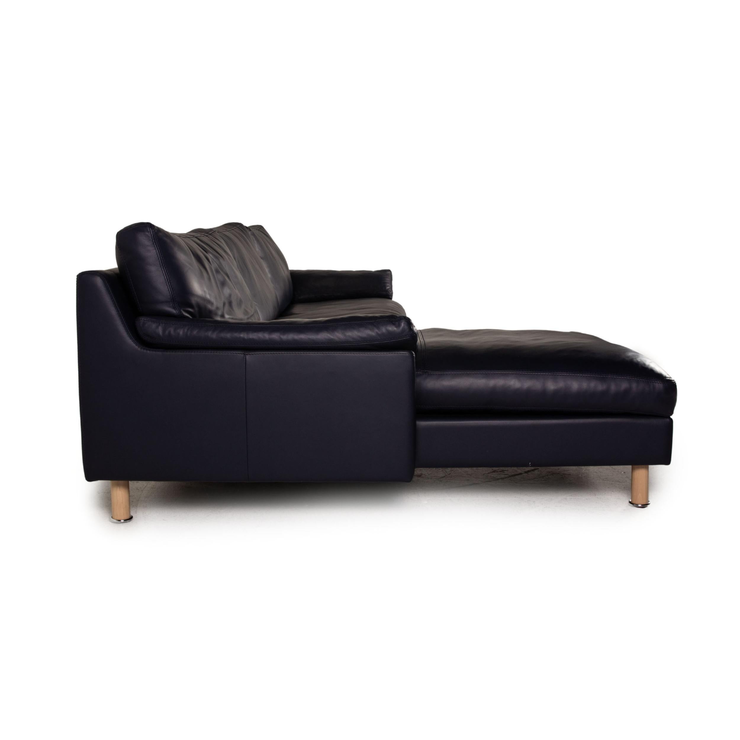 Erpo CL 650 Leather Sofa Blue Corner Sofa Couch In Good Condition For Sale In Cologne, DE