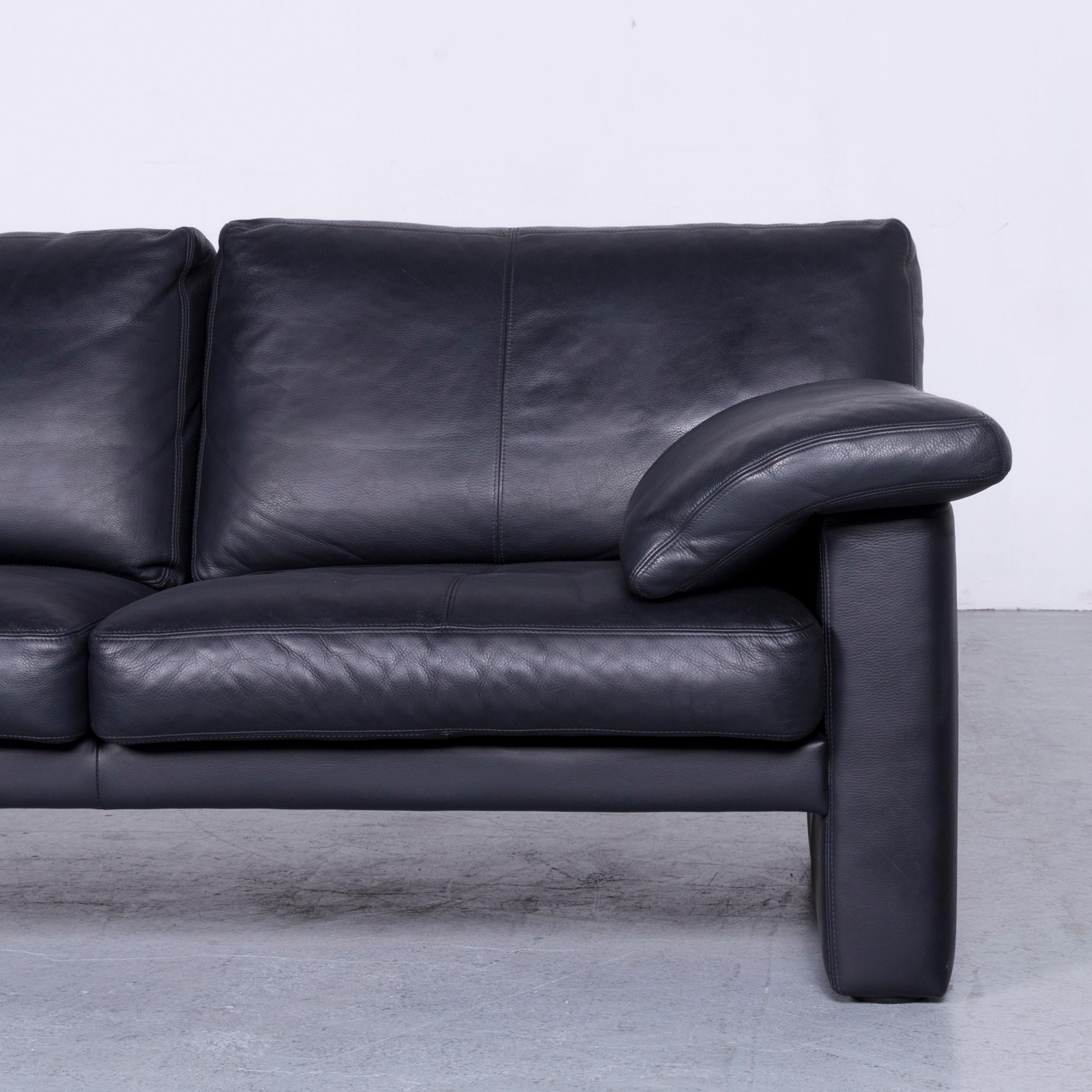 German Erpo Designer Leather Sofa Black Two-Seat Couch