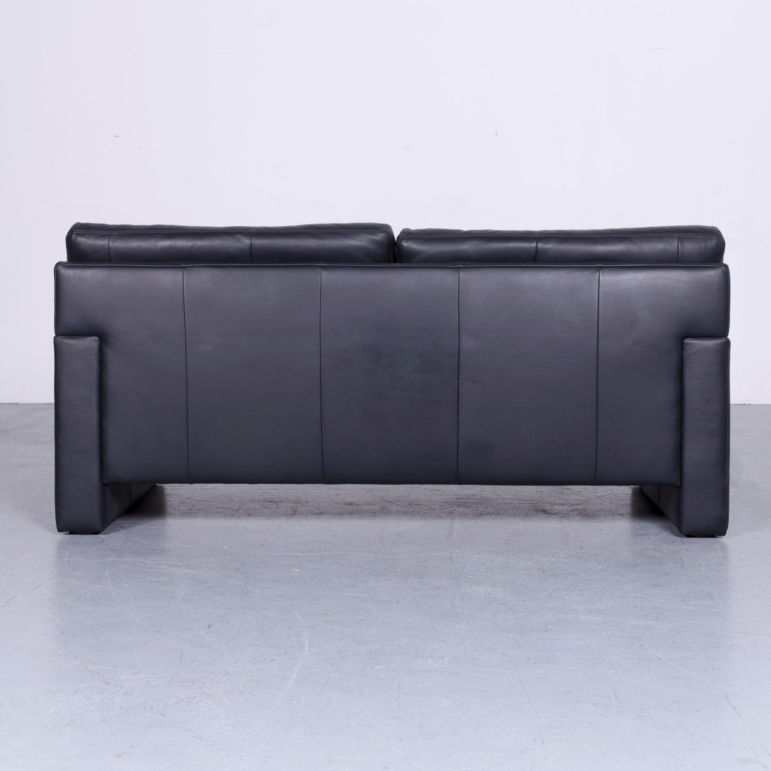 Erpo Designer Leather Sofa Black Two-Seat Couch 2