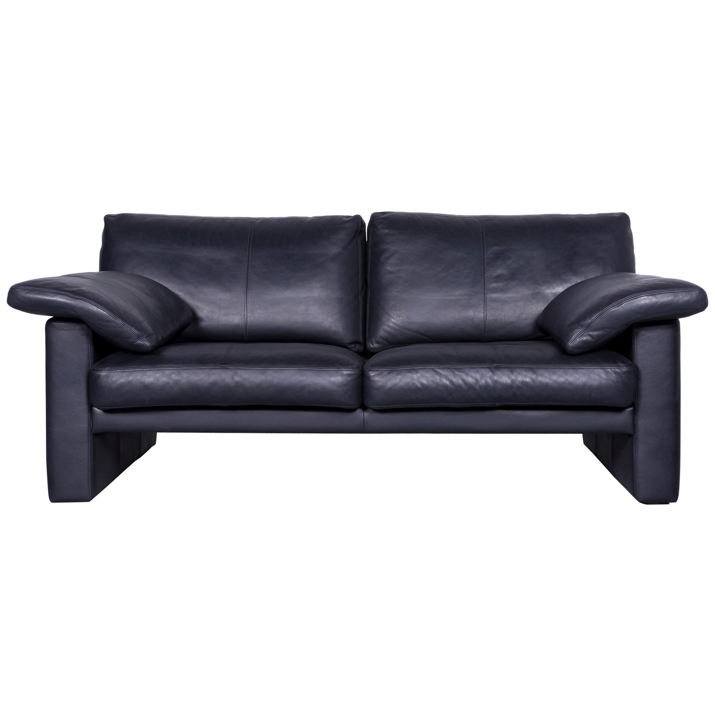 Erpo Designer Leather Sofa Black Two-Seat Couch