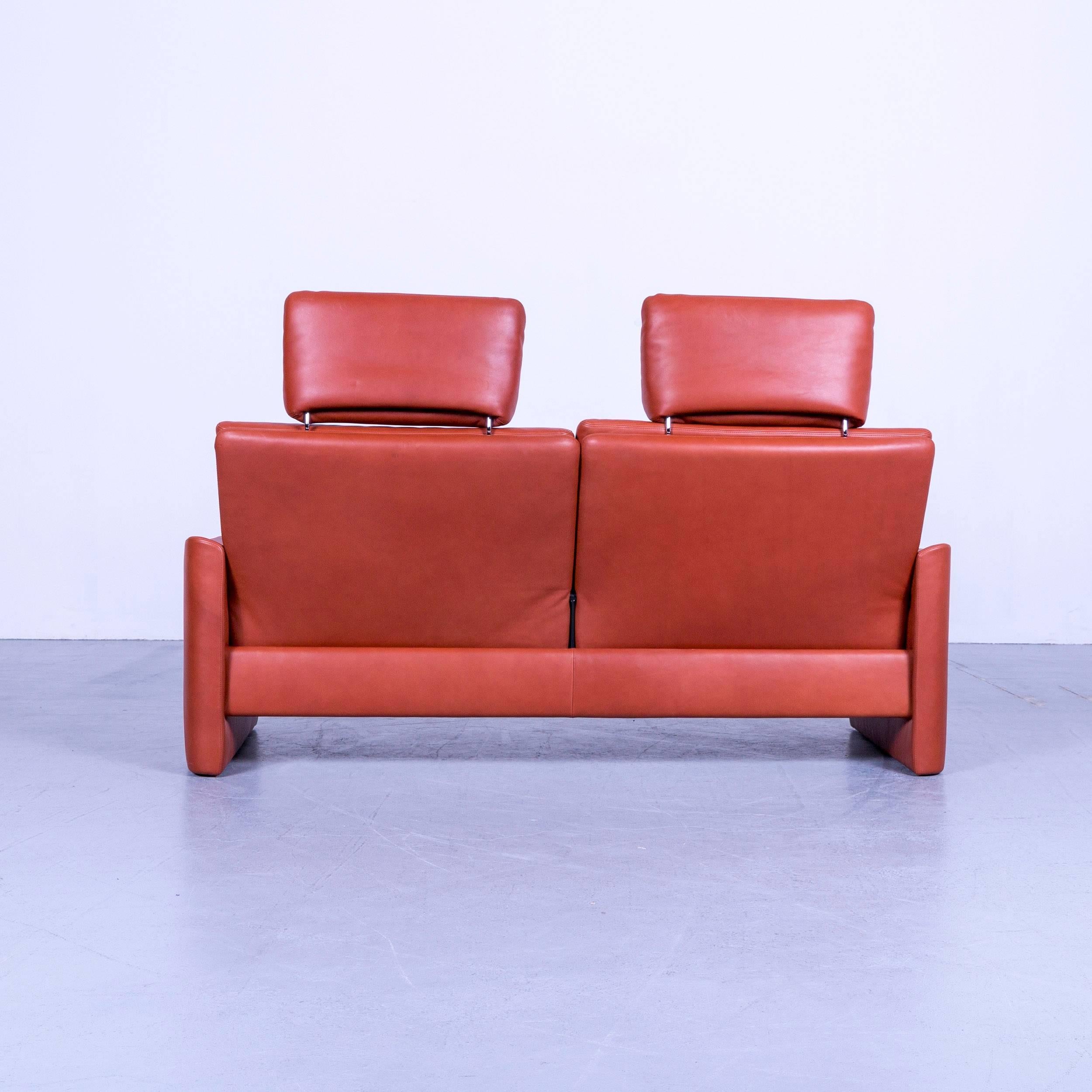Erpo Designer Sofa Leather Brown Two-Seat Couch Modern Recliner For Sale 4
