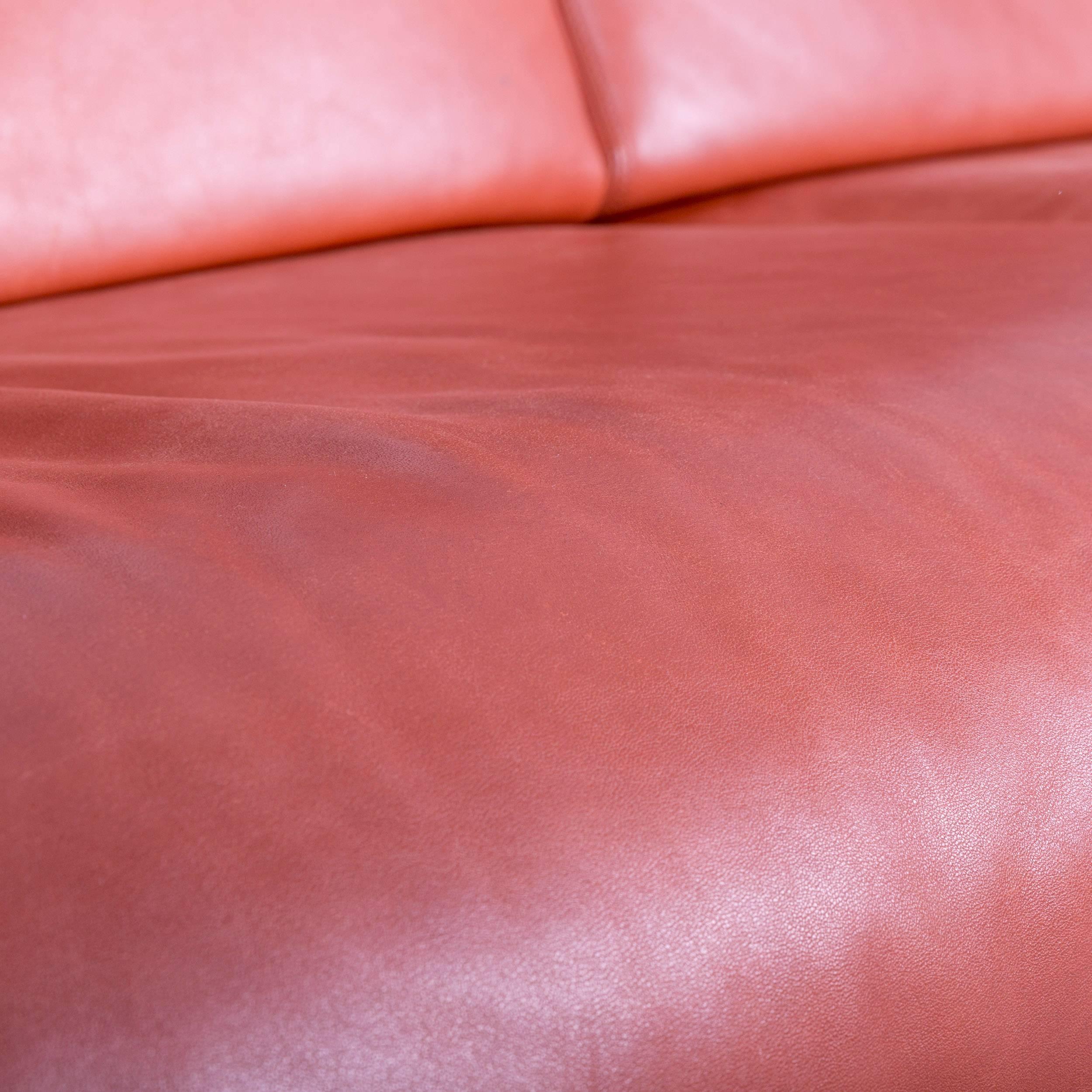 Contemporary Erpo Designer Sofa Leather Brown Two-Seat Couch Modern Recliner For Sale