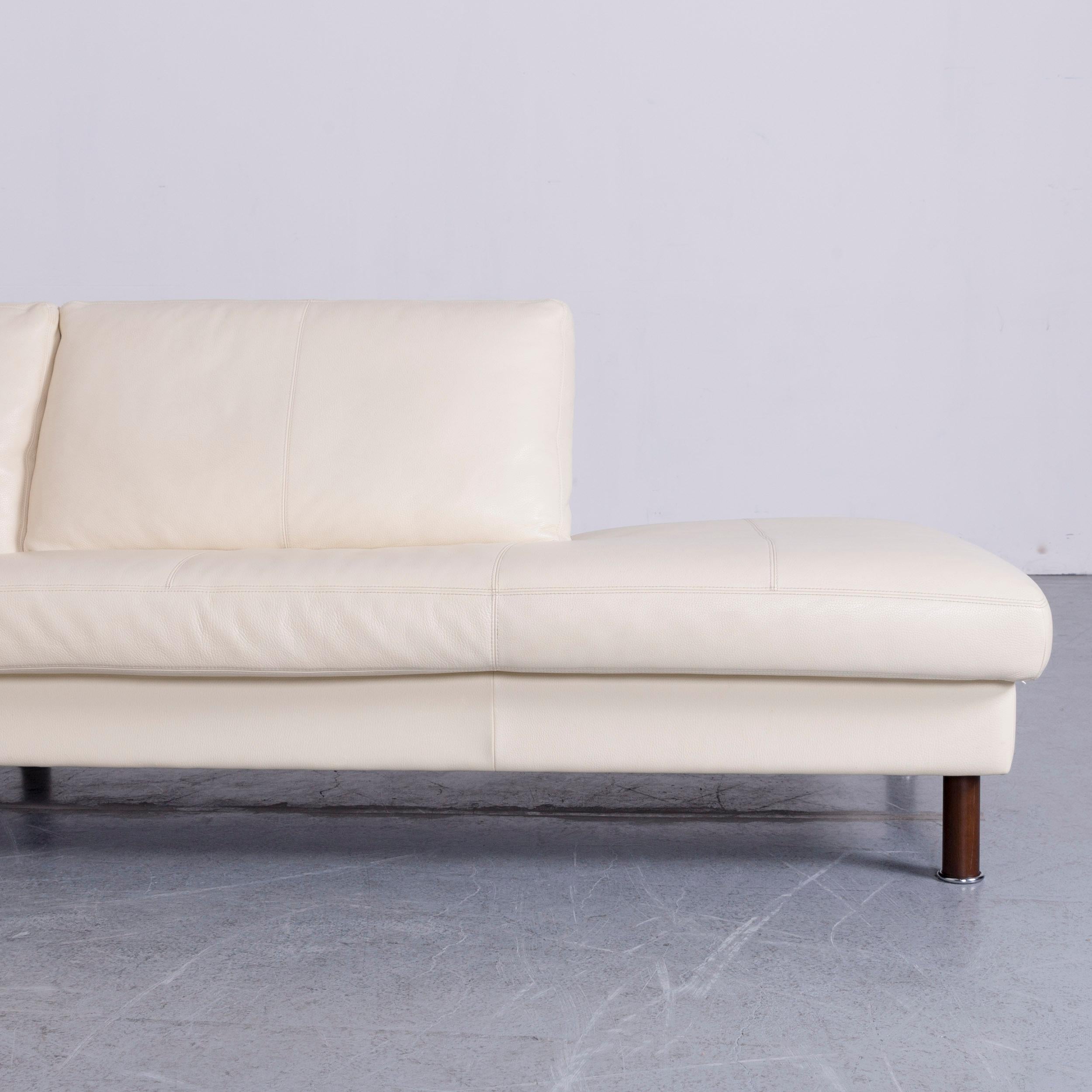 German Erpo Designer Sofa Leather Crème Corner-Sofa Couch For Sale