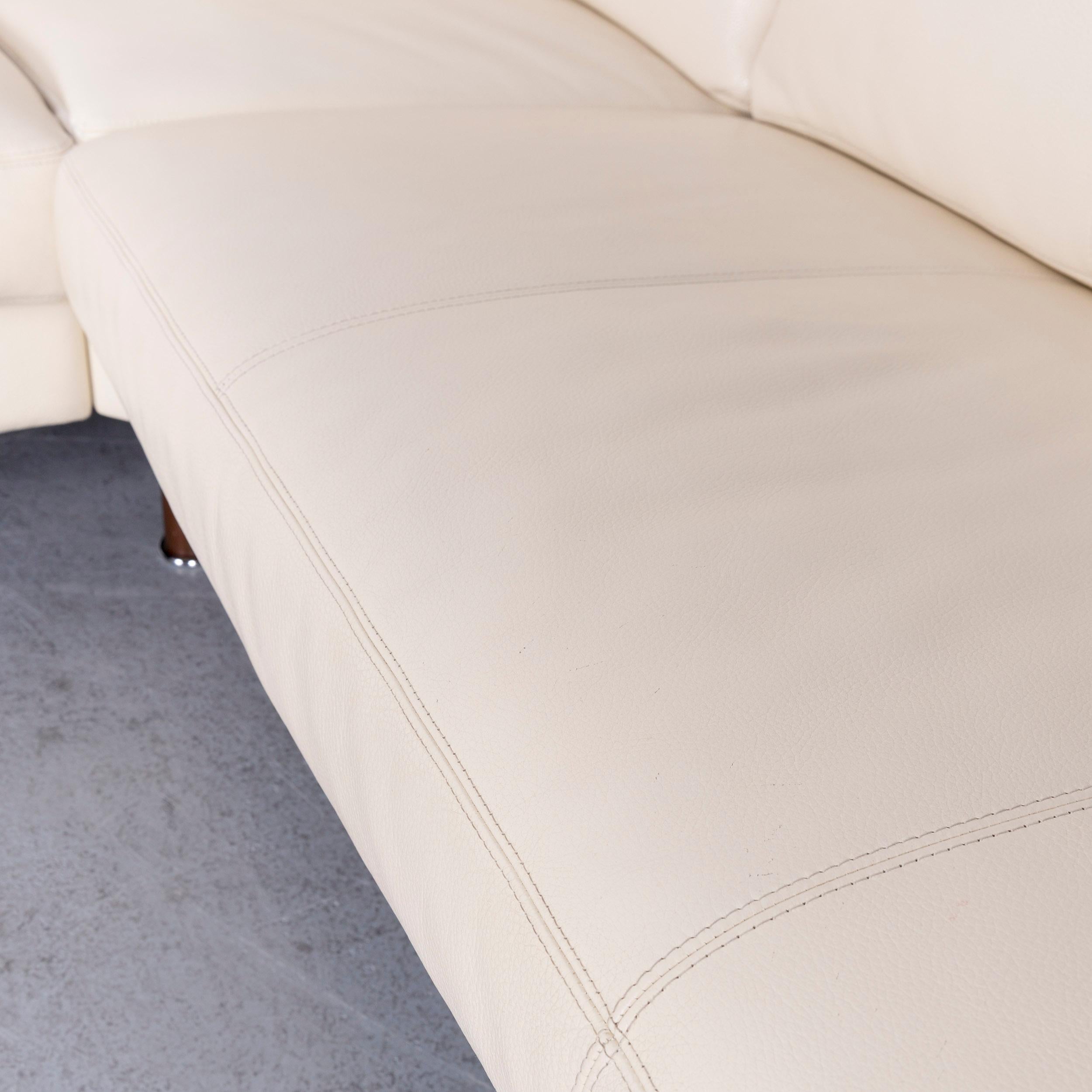Erpo Designer Sofa Leather Crème Corner-Sofa Couch In Excellent Condition For Sale In Cologne, DE