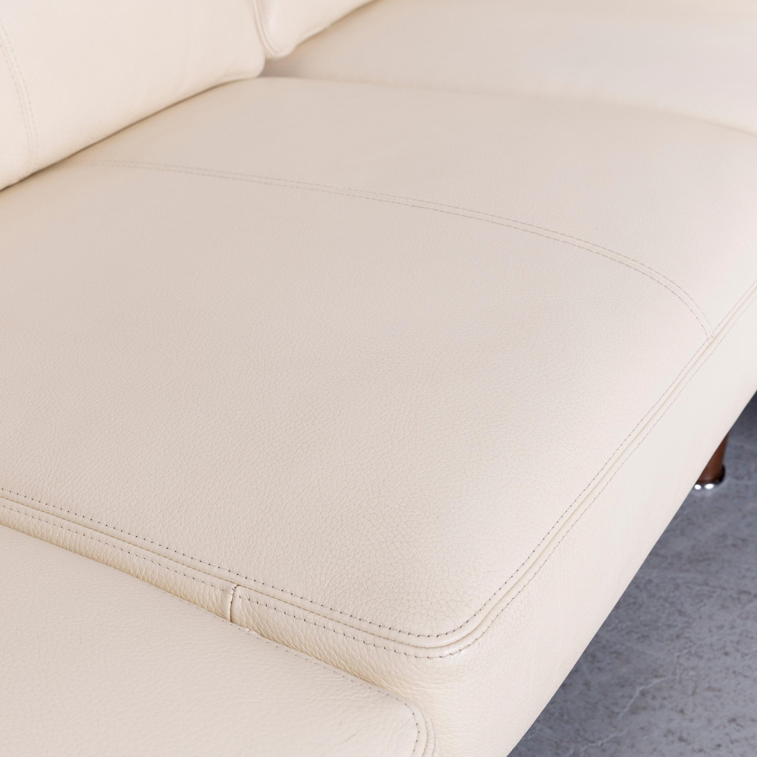 Contemporary Erpo Designer Sofa Leather Crème Corner-Sofa Couch For Sale