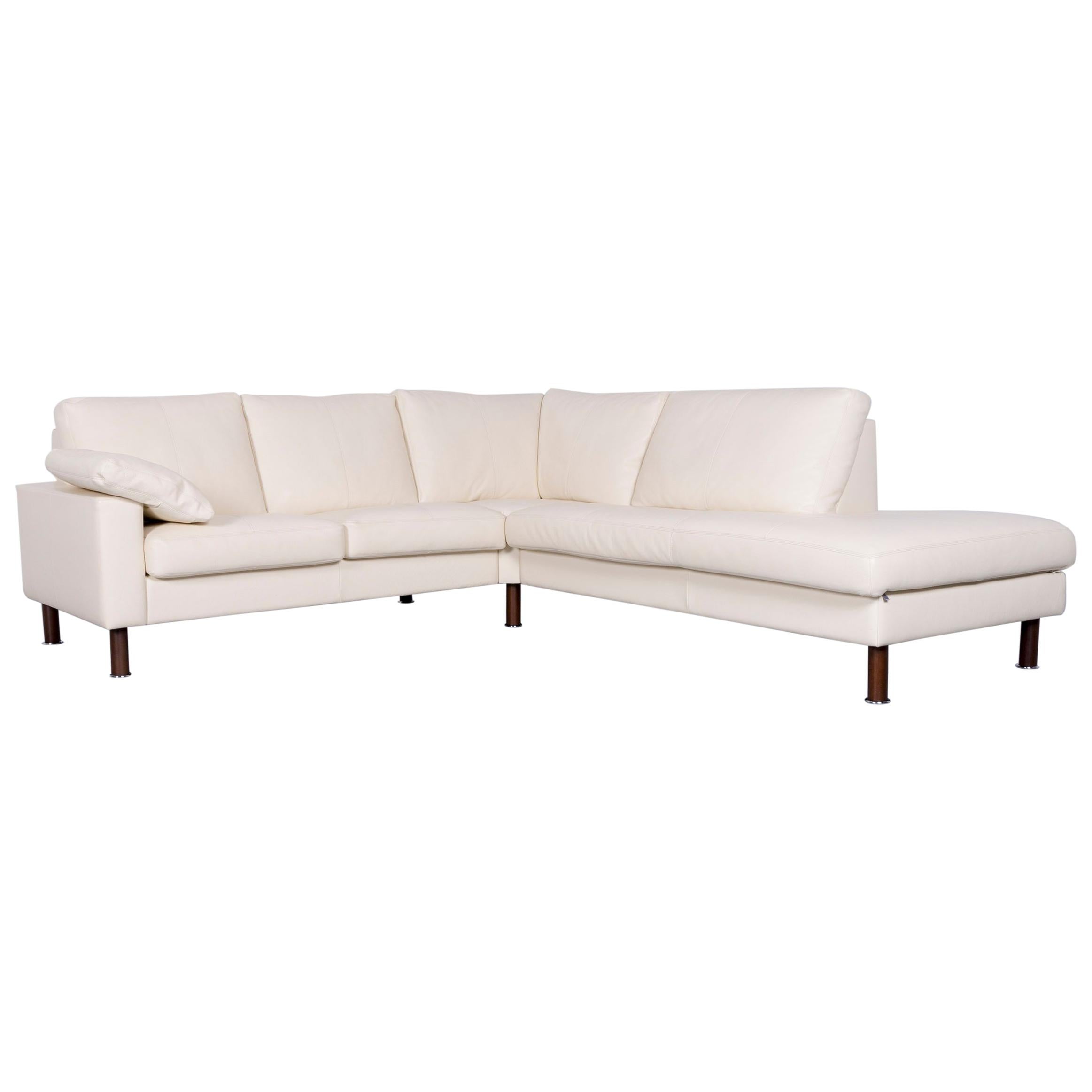 Erpo Designer Sofa Leather Crème Corner-Sofa Couch For Sale