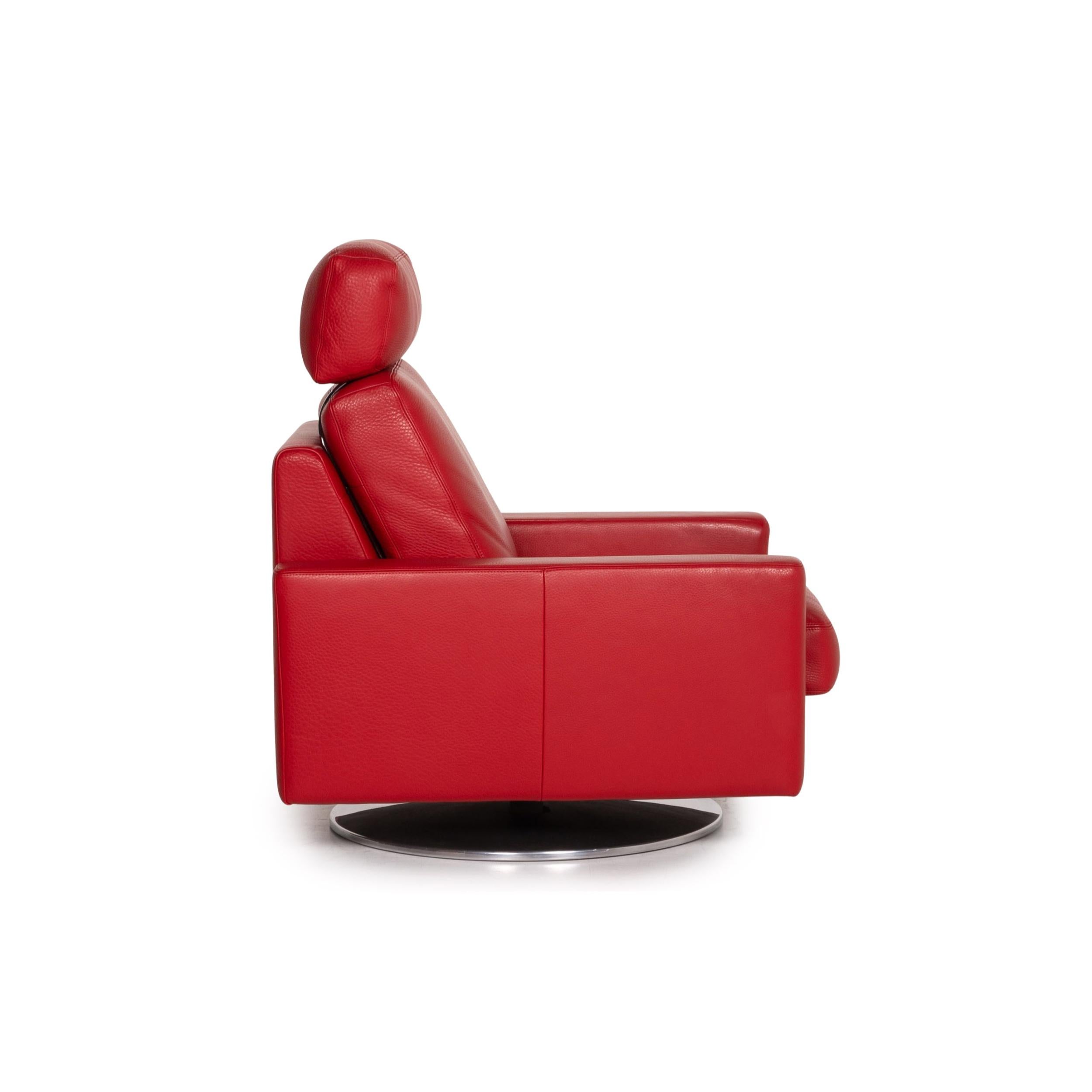 Erpo Leather Armchair Incl. Stool Red 4