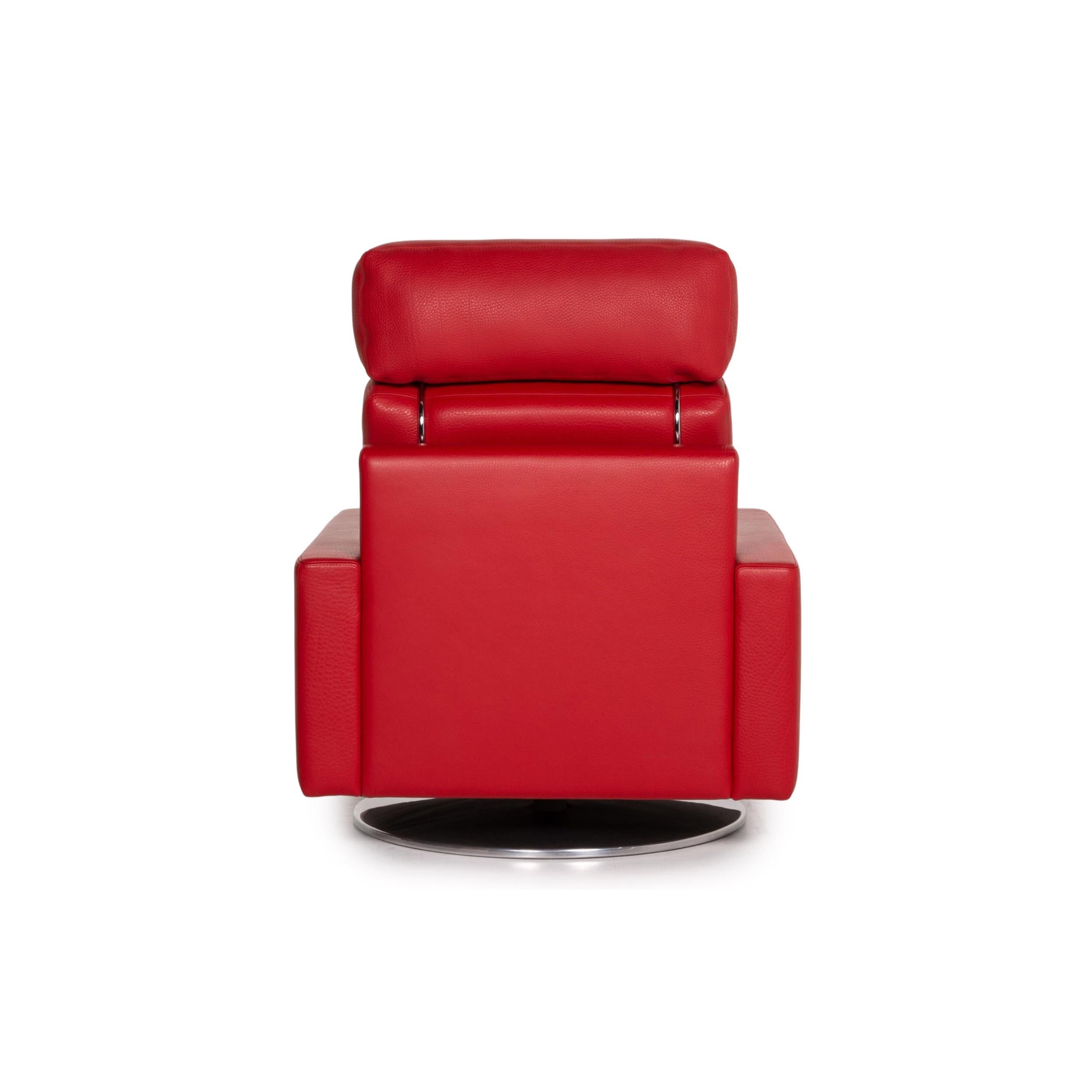Erpo Leather Armchair Incl. Stool Red 5
