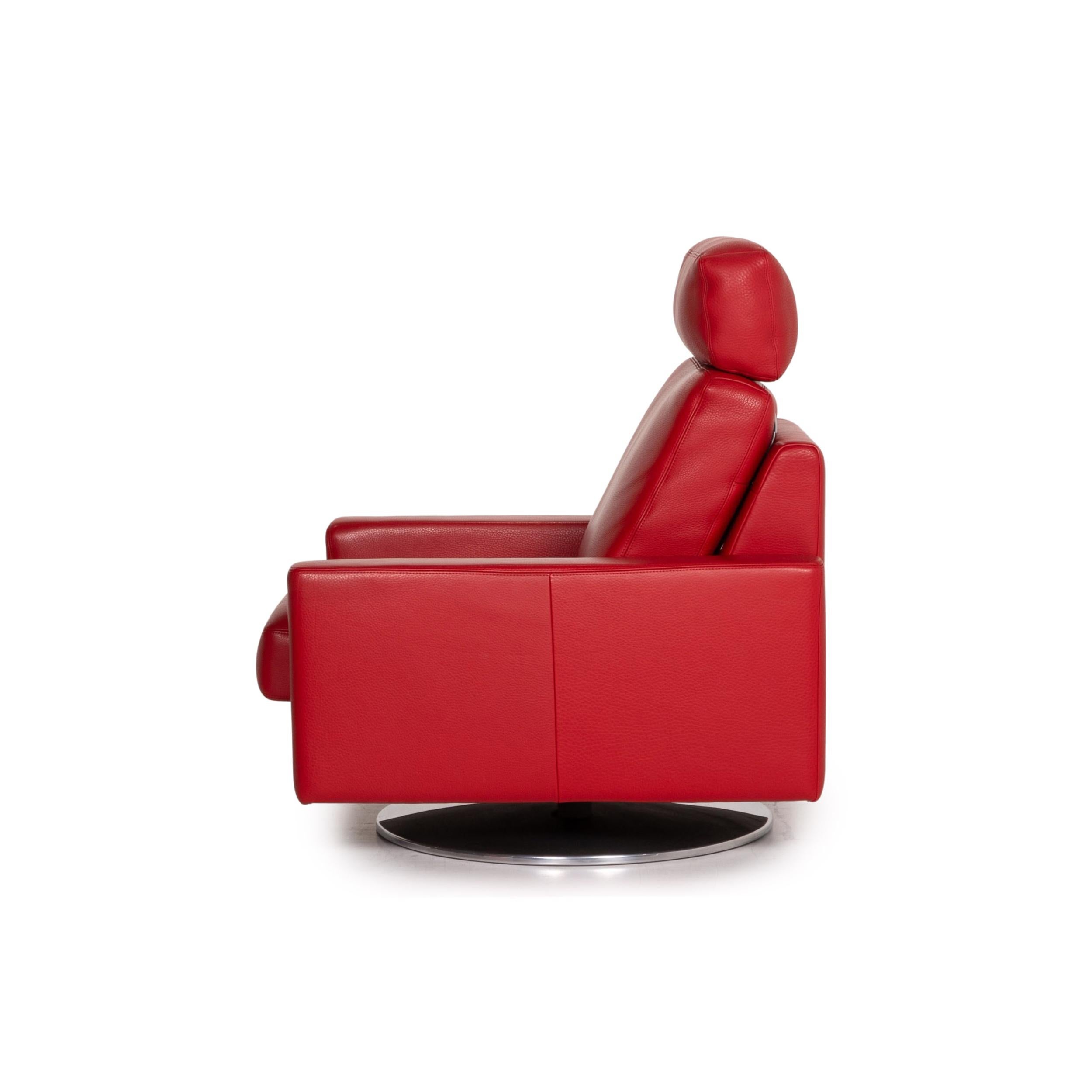 Erpo Leather Armchair Incl. Stool Red 6