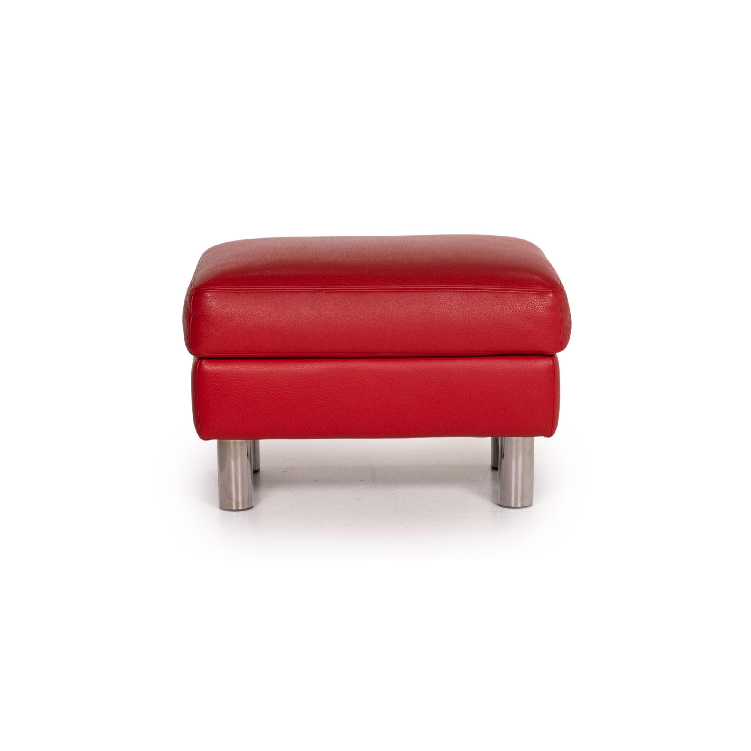 Erpo Leather Armchair Incl. Stool Red 7