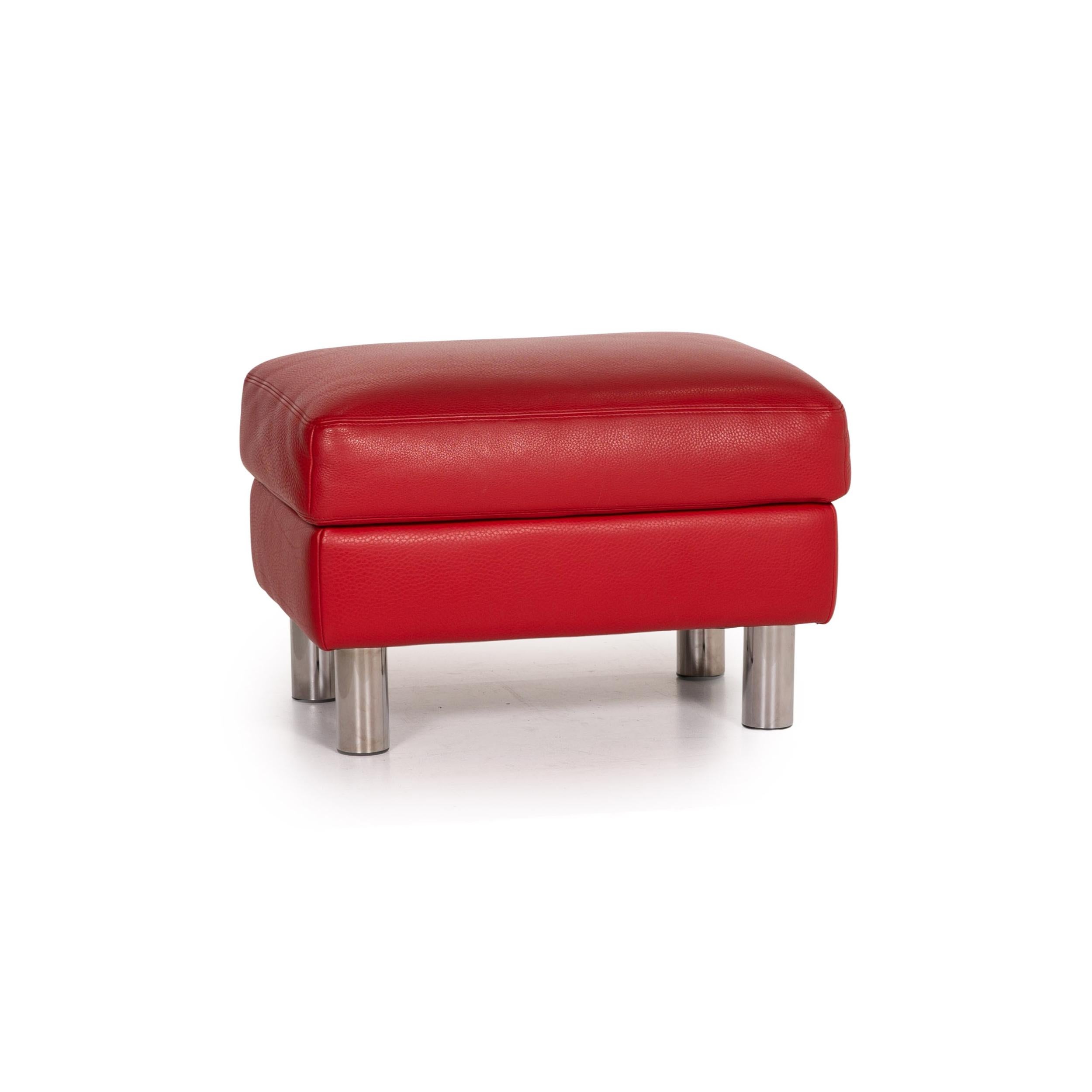 Erpo Leather Armchair Incl. Stool Red 8