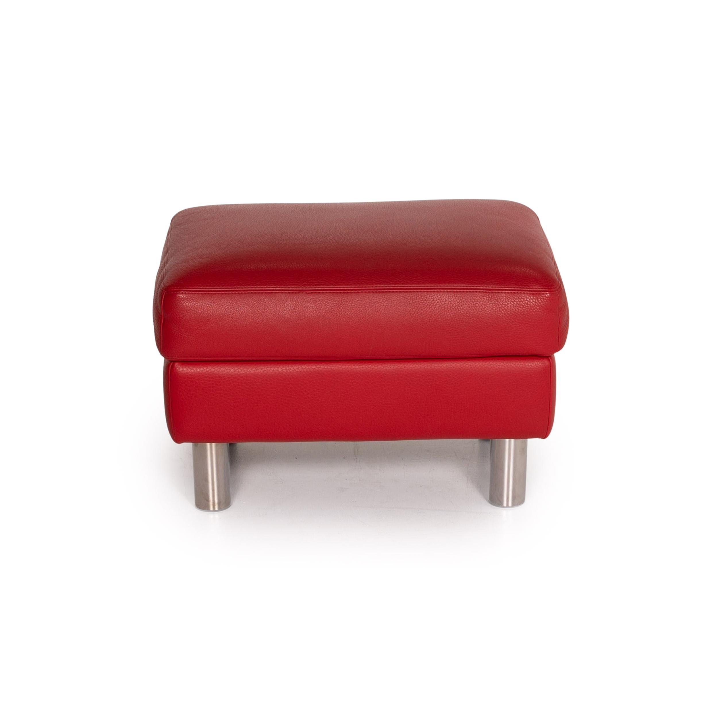 Erpo Leather Armchair Incl. Stool Red 9