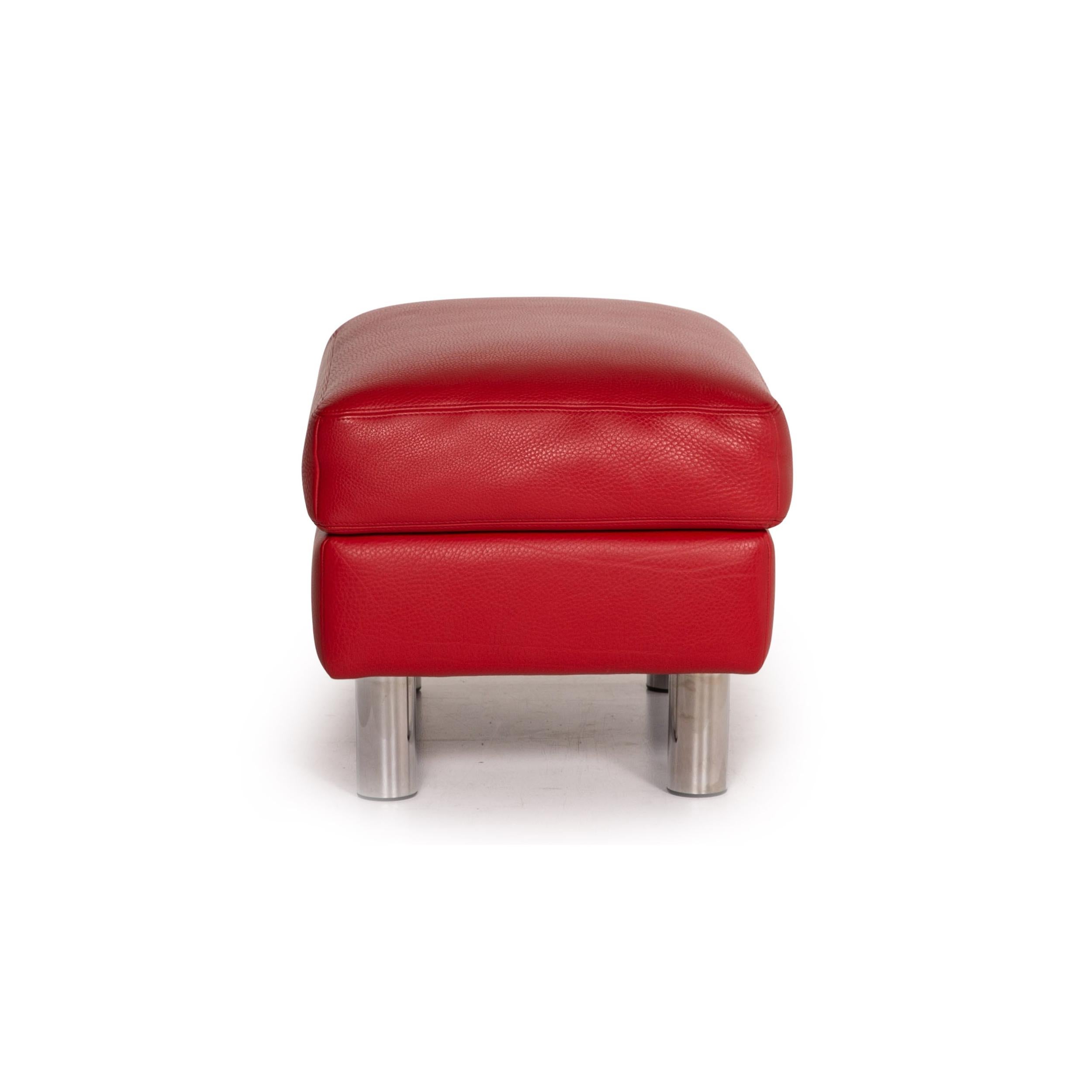 Erpo Leather Armchair Incl. Stool Red 10