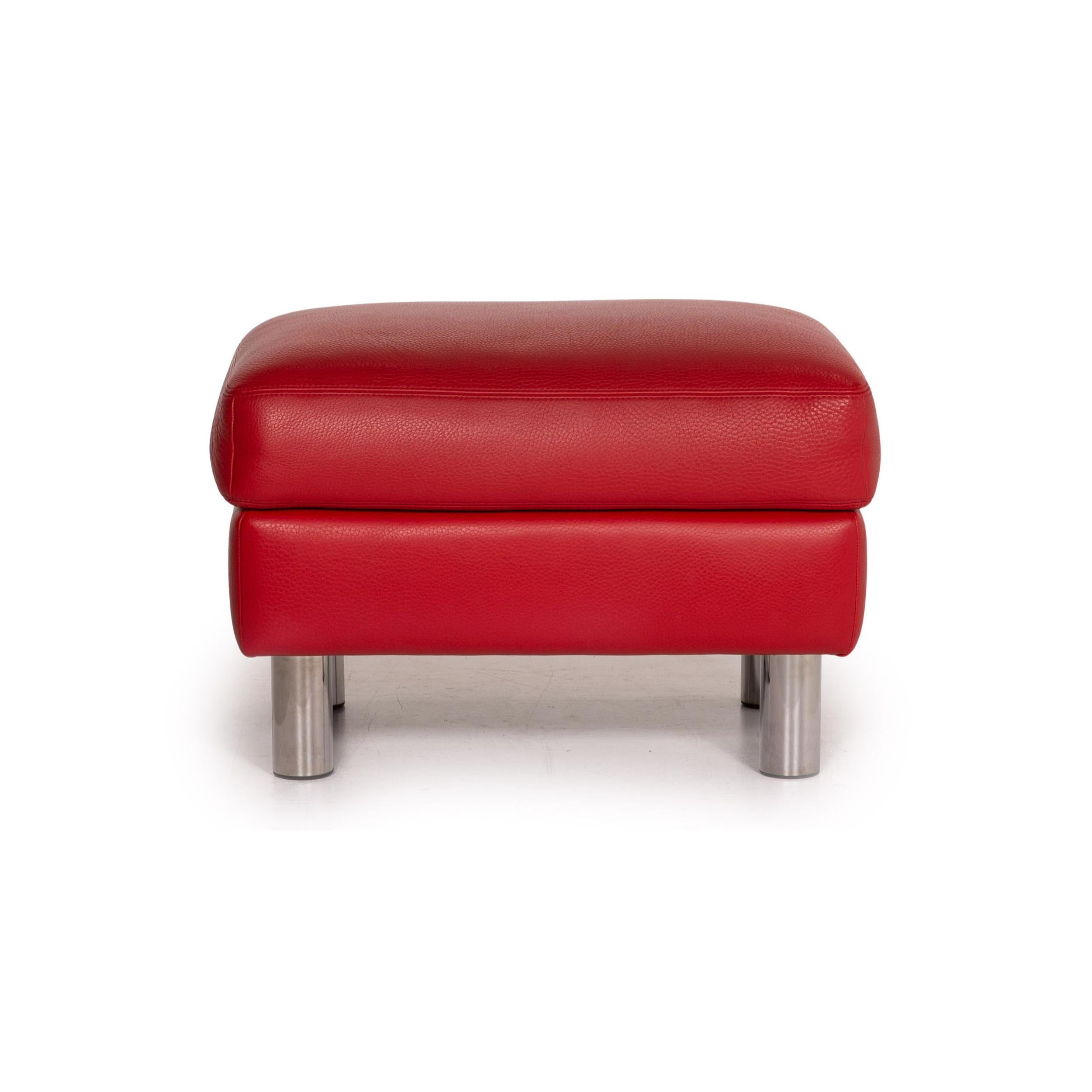 Erpo Leather Armchair Incl. Stool Red 11