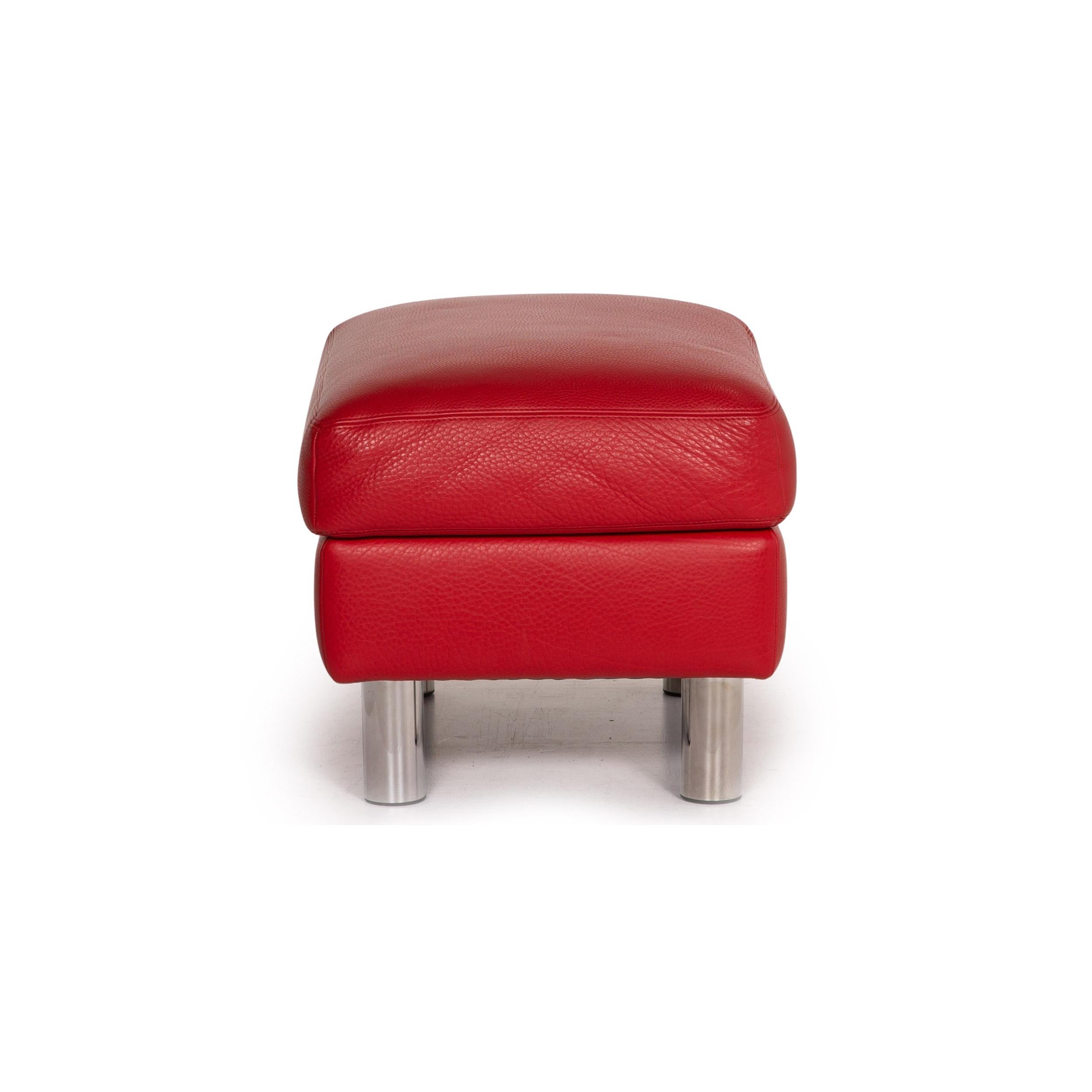 Erpo Leather Armchair Incl. Stool Red 12