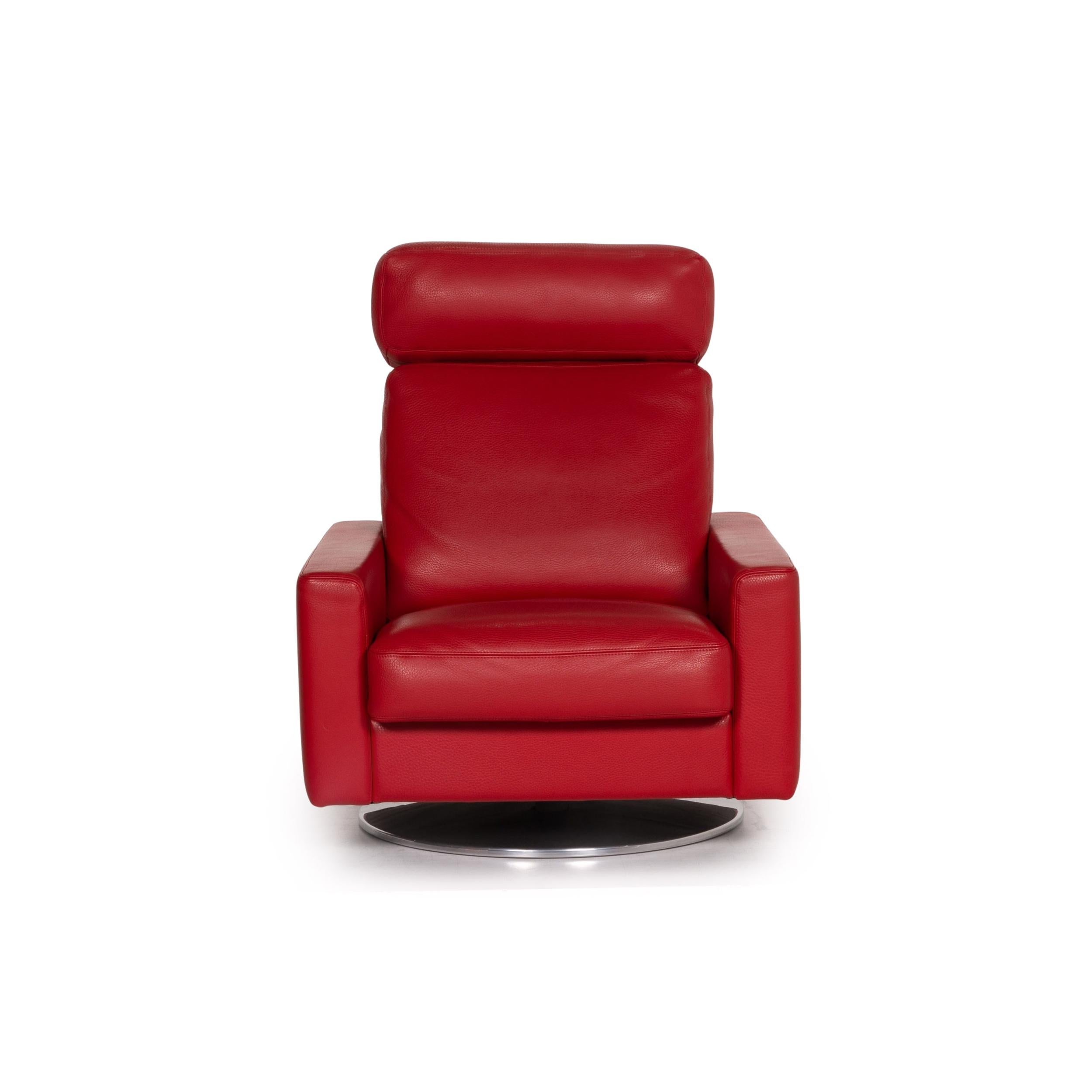 Erpo Leather Armchair Incl. Stool Red 1