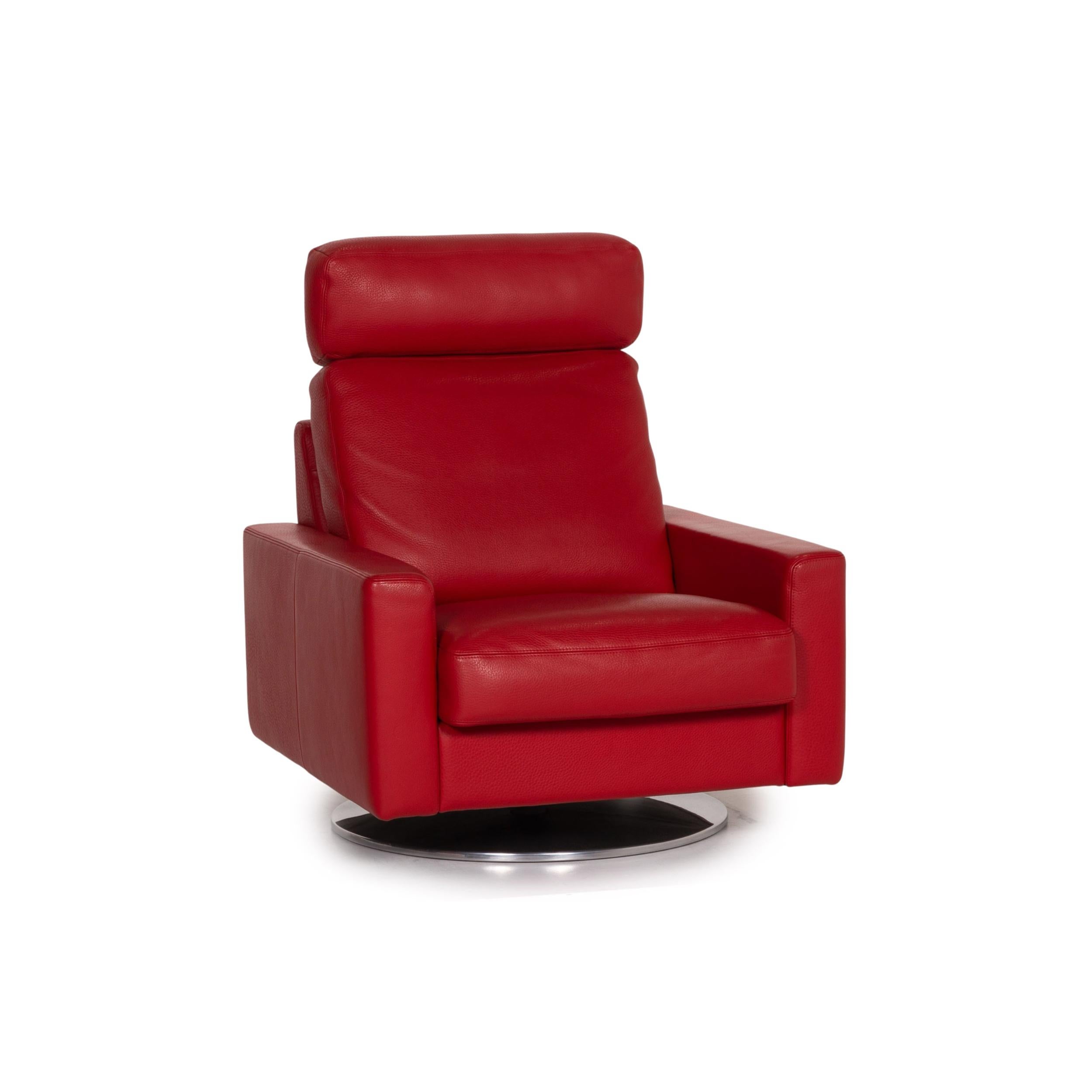 Erpo Leather Armchair Incl. Stool Red 2