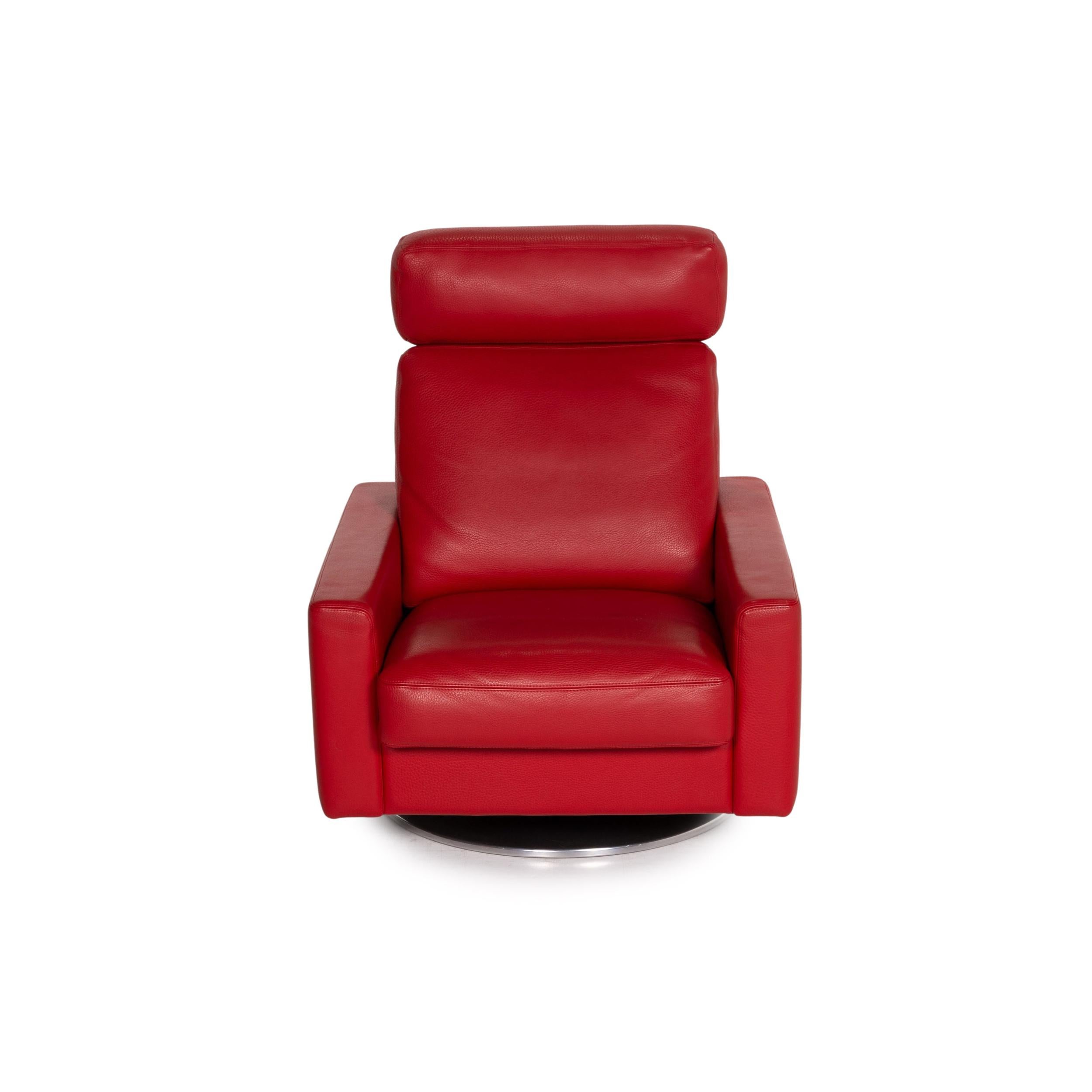Erpo Leather Armchair Incl. Stool Red 3