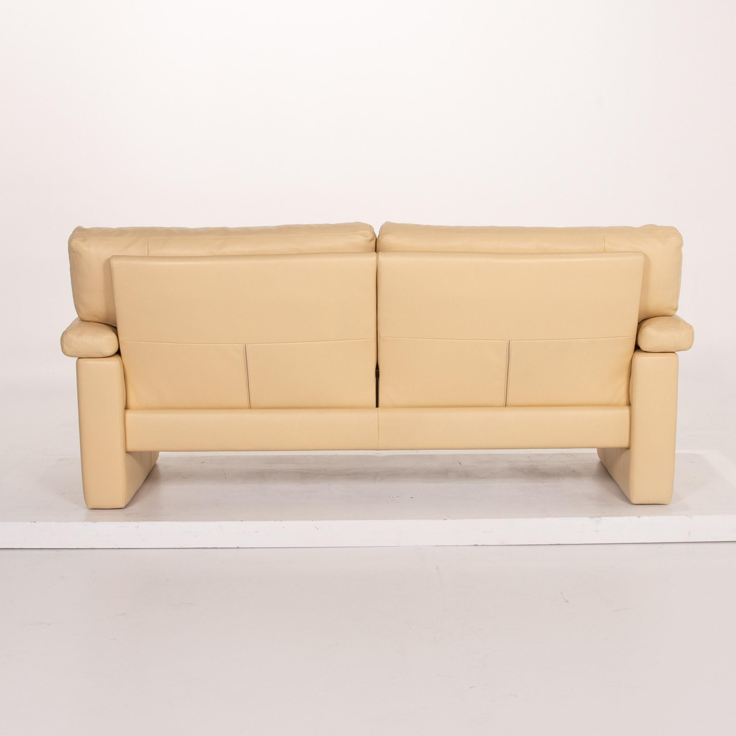 Erpo Leather Sofa Beige Two-Seat Couch For Sale 3